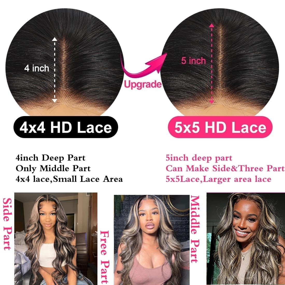 5x5 HD Lace Closure Wigs Human Hair - Glueless Wear and Go, Pre Plucked & Pre Cut, 180% Density, 1B/27 Body Wave Ombre, Highlight Honey Blonde, 30 Inch - Perfect for Daily Wear, Parties & Special Occasions