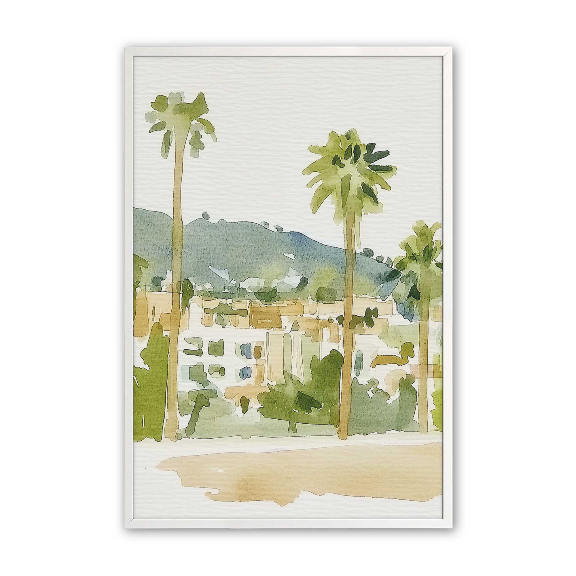Desert Palms and Villas III Print - Stunning Landscape Wall Art for Home & Office Decor | Perfect for Living Room, Bedroom, or Office Wall Decorations