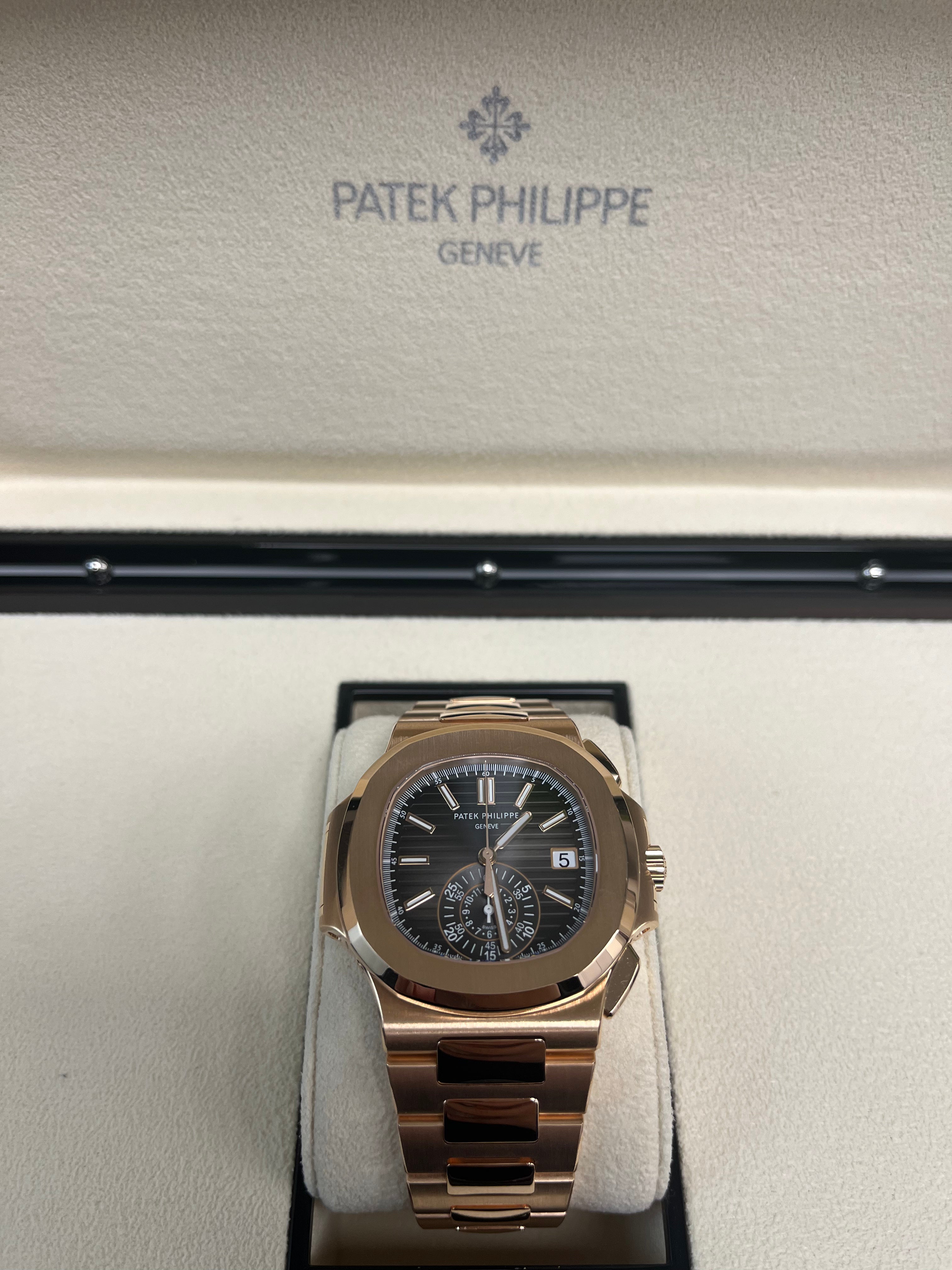 Patek Philippe Nautilus Rose Gold Watch with Black Gradient Dial - Ref#5980/1R 001 - Luxury Swiss Timepiece for Men, Business Meetings & Special Occasions