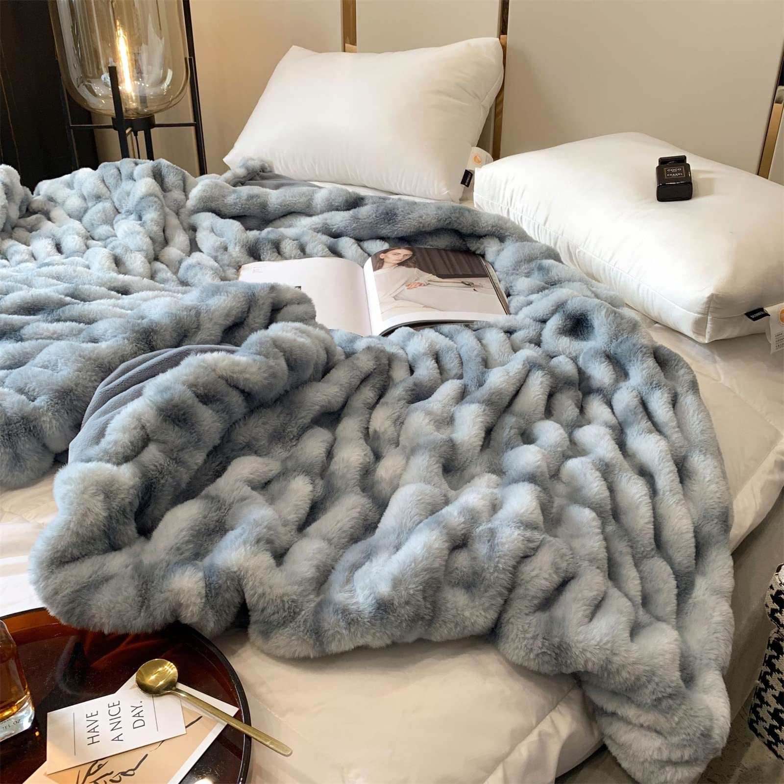 Luxury Super Soft Faux Fur Throw Blanket - 59