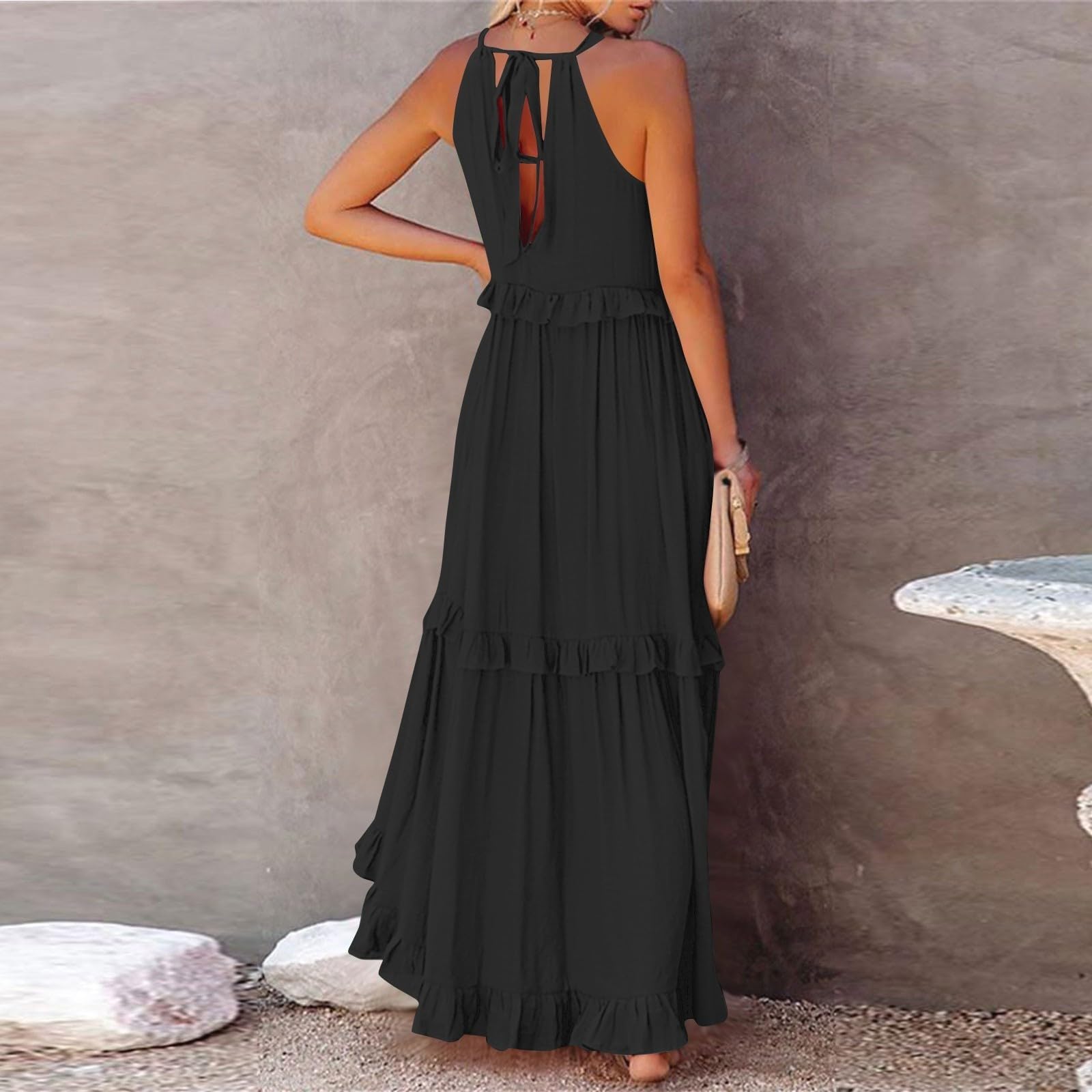 Elegant Women's Formal & Casual Maxi Dresses for Summer - Stretchy Elastic Waist Beach Dress with Flowy Hem | Perfect for Weddings, Parties & Vacation Wear