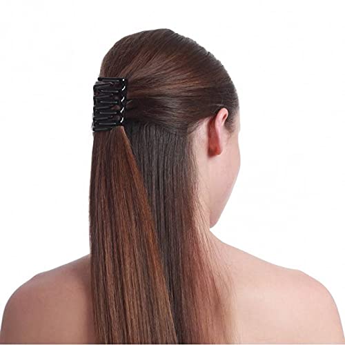 Butterfly Hair Clips for Women & Girls - 2-Pack Interlocking Ponytail Holders, Non-Slip Hair Accessories (Black) - Perfect for School, Work, Parties & Everyday Hairstyles