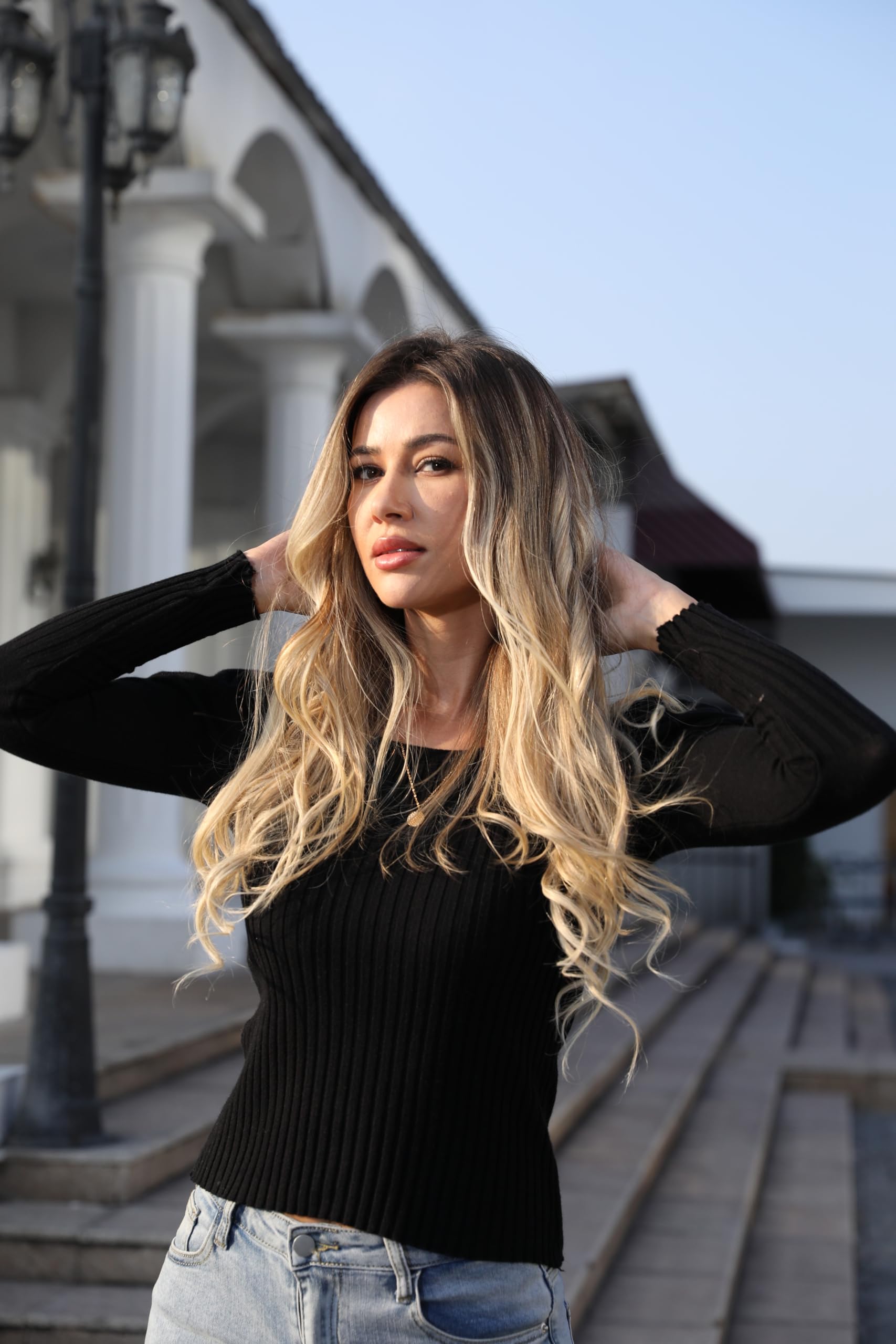 Clip in Human Hair Extensions 16 Inch 120g Ash Blonde/Lightest Blonde #18/613 - 7pcs Remy Straight Thick Natural Hair Extensions for Women - Perfect for Daily Styling, Parties & Special Occasions