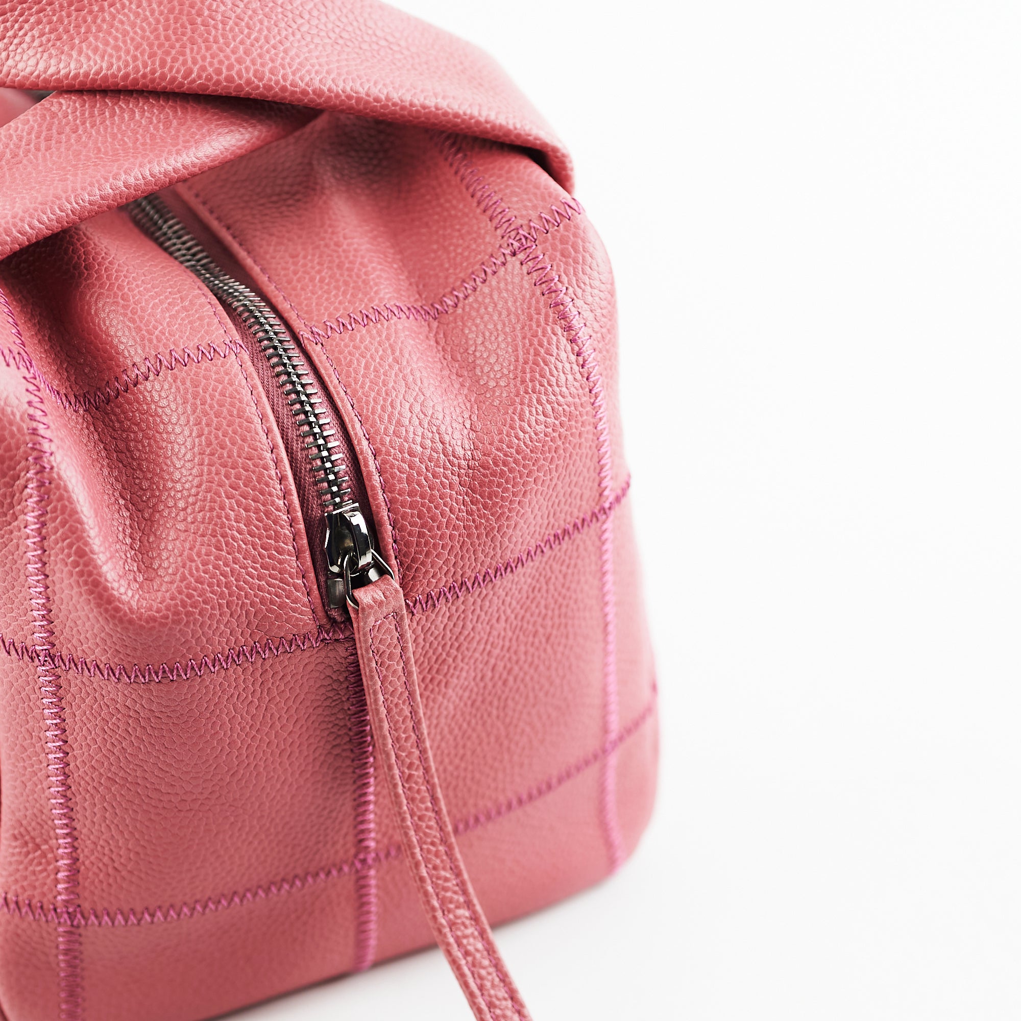 Chanel Caviar Square Stitch Bowler Bag in Pink | Luxury Designer Handbag for Women | Perfect for Parties, Weddings & Special Occasions