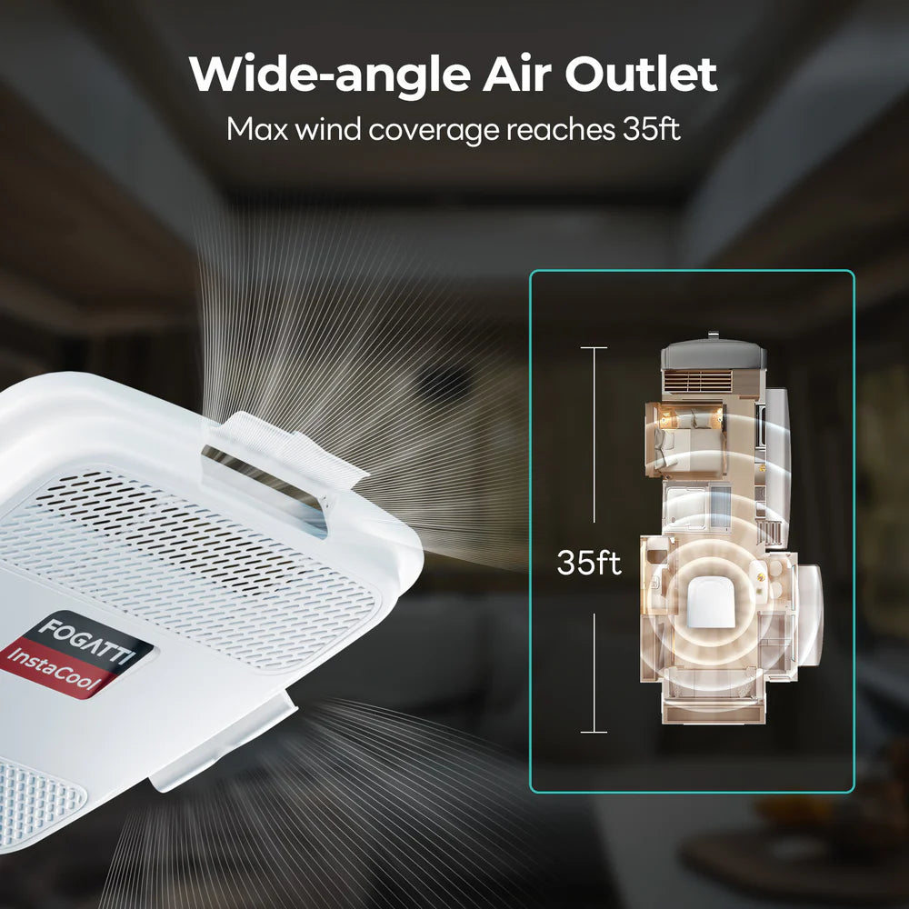 Fogatti InstaCool 150P II RV Rooftop Air Conditioner - 15,000 BTU 115V with Heating & Cooling - Non-Ducted for RVs, Campers & Tiny Homes - Perfect for Summer Travel & Off-Grid Living