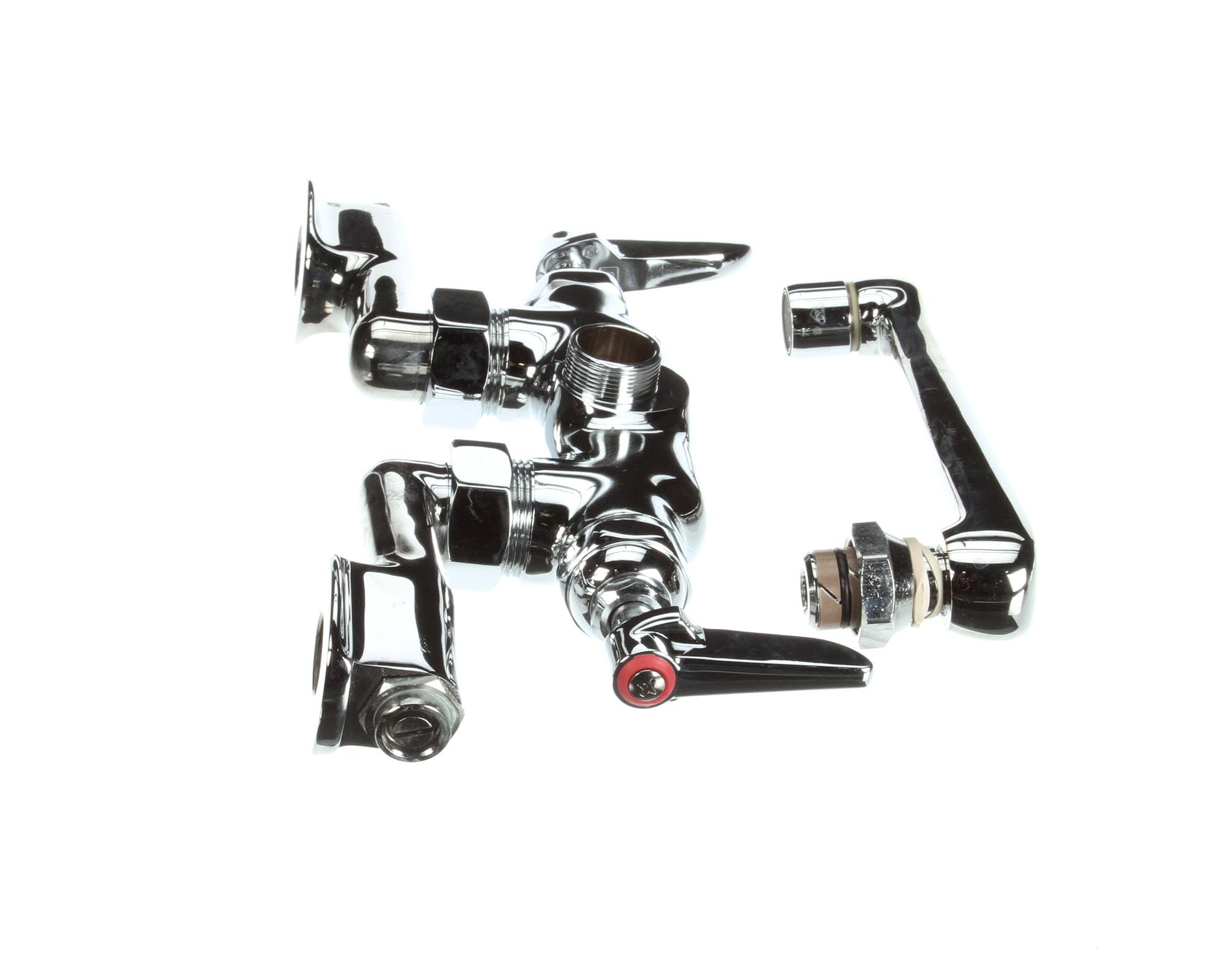 T&S Brass B-0243 Wall Mount Adjustable Double Pantry Faucet with 6-Inch Cast Spout - Perfect for Commercial Kitchens, Restaurants & Food Service Areas