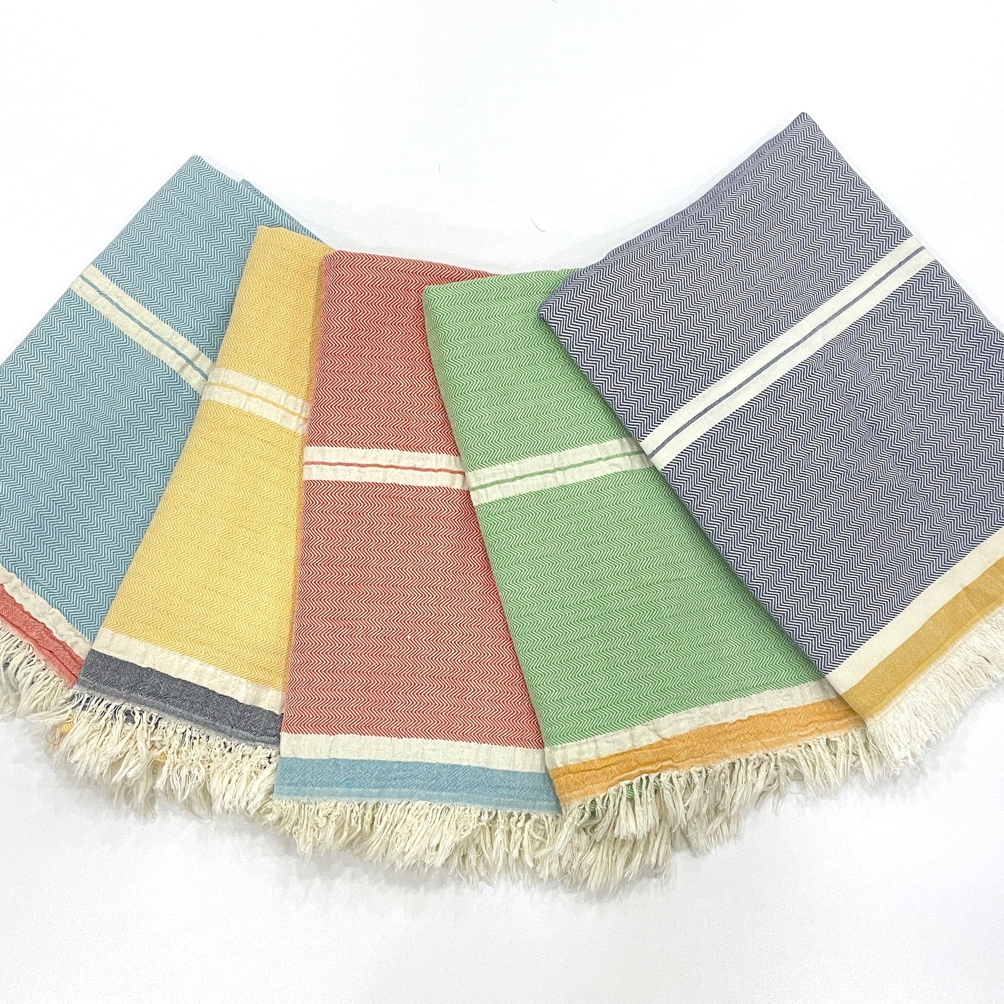 Premium Turkish Cotton Chevron Green Beach Towel - Soft, Absorbent & Quick-Drying for Pool, Spa, and Travel Use