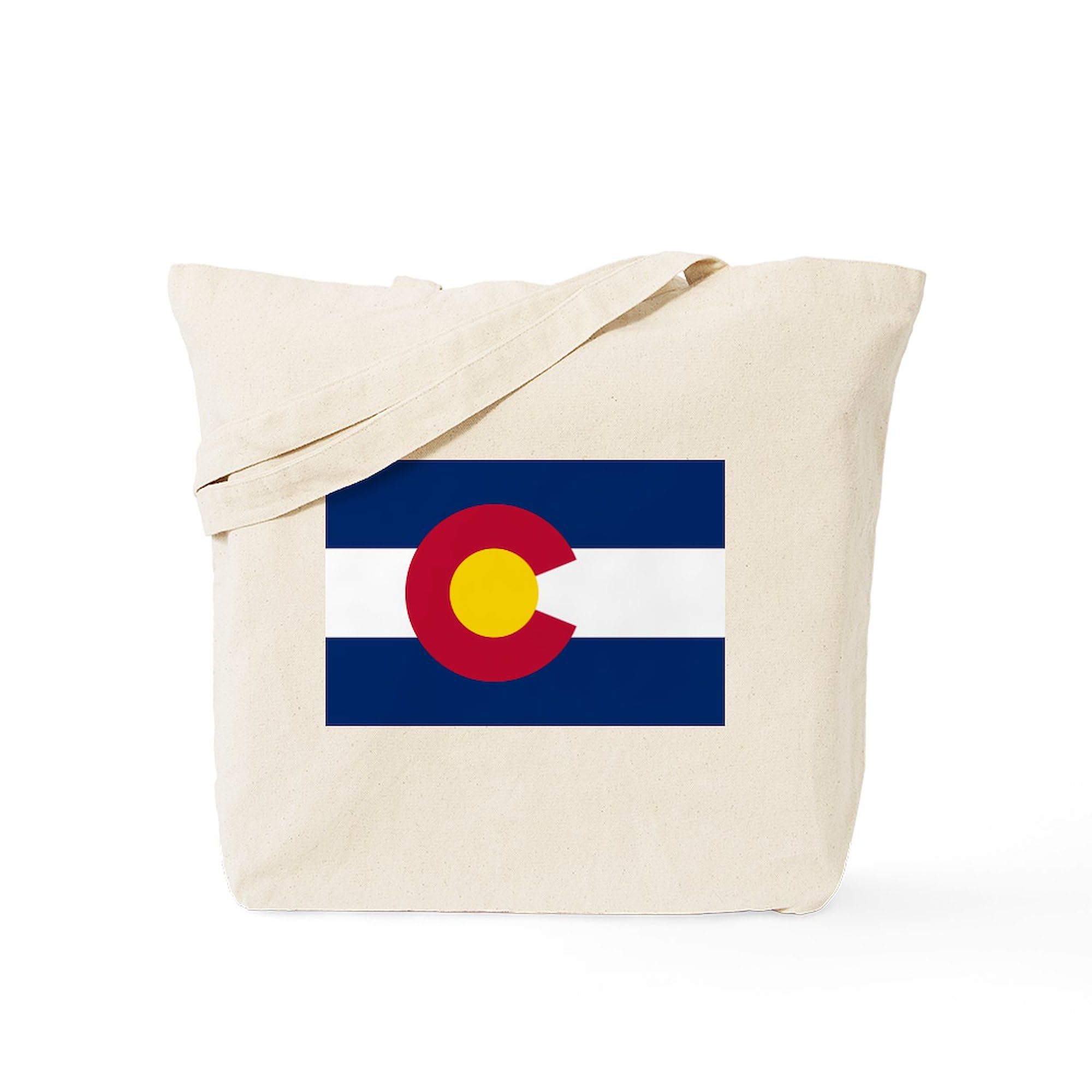 Colorado State Flag Tote Bag - Natural Canvas Reusable Shopping Bag with Pouch | Eco-Friendly Grocery Bag for Travel, Beach & Daily Use