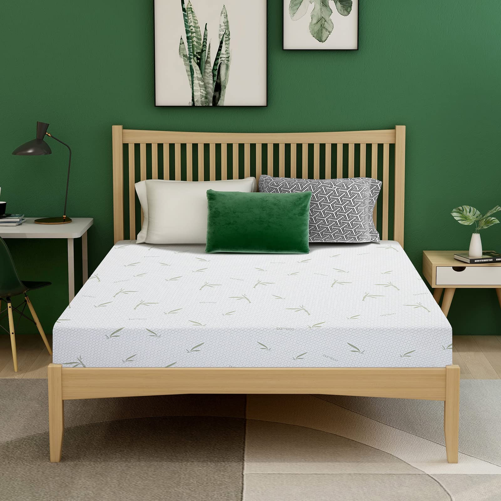 **8 Inch Memory Foam Mattress in a Box - Airdown King Kids Mattress with Breathable Bamboo Cover, Medium Firm Green Tea Gel, CertiPUR-US Certified, Made in USA - Perfect for Bunk Beds, Trundles & Kids' Bedrooms (AD-DM-8K)**