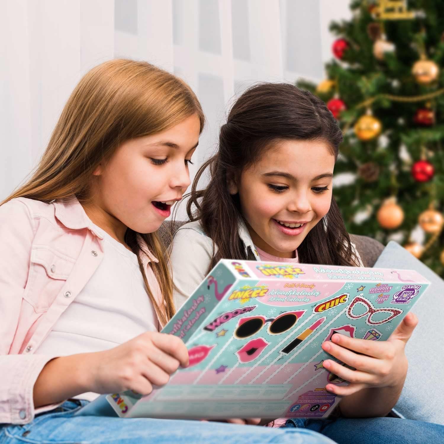 INKEE Advent Calendar with Toys for Kids - Christmas Countdown with Bath Bombs & Hair Accessories - Perfect Gift for Boys & Girls - Fun Holiday Surprises for December
