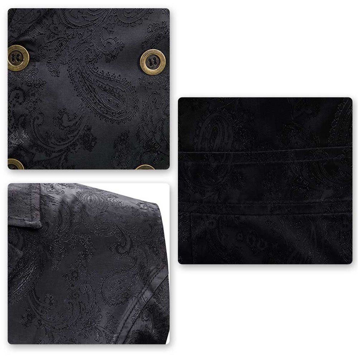 Elegant Black Paisley Floral Sleeveless Tailcoat Vest for Women - Perfect for Weddings, Parties & Formal Occasions