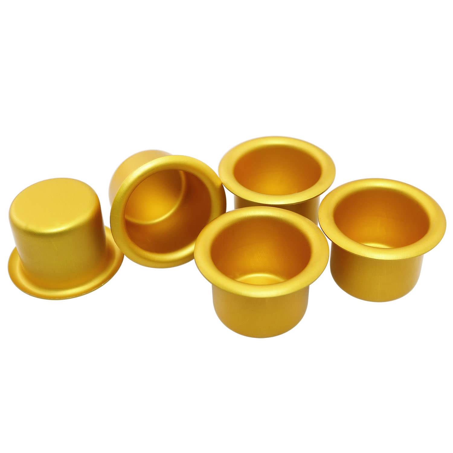 ZYAMY 10-Pack Gold Aluminum Candle Holders - 27mm Diameter, 18mm Height Candle Drip Protectors & Decorative Containers for Wedding, Party, Home Decor & Religious Ceremonies