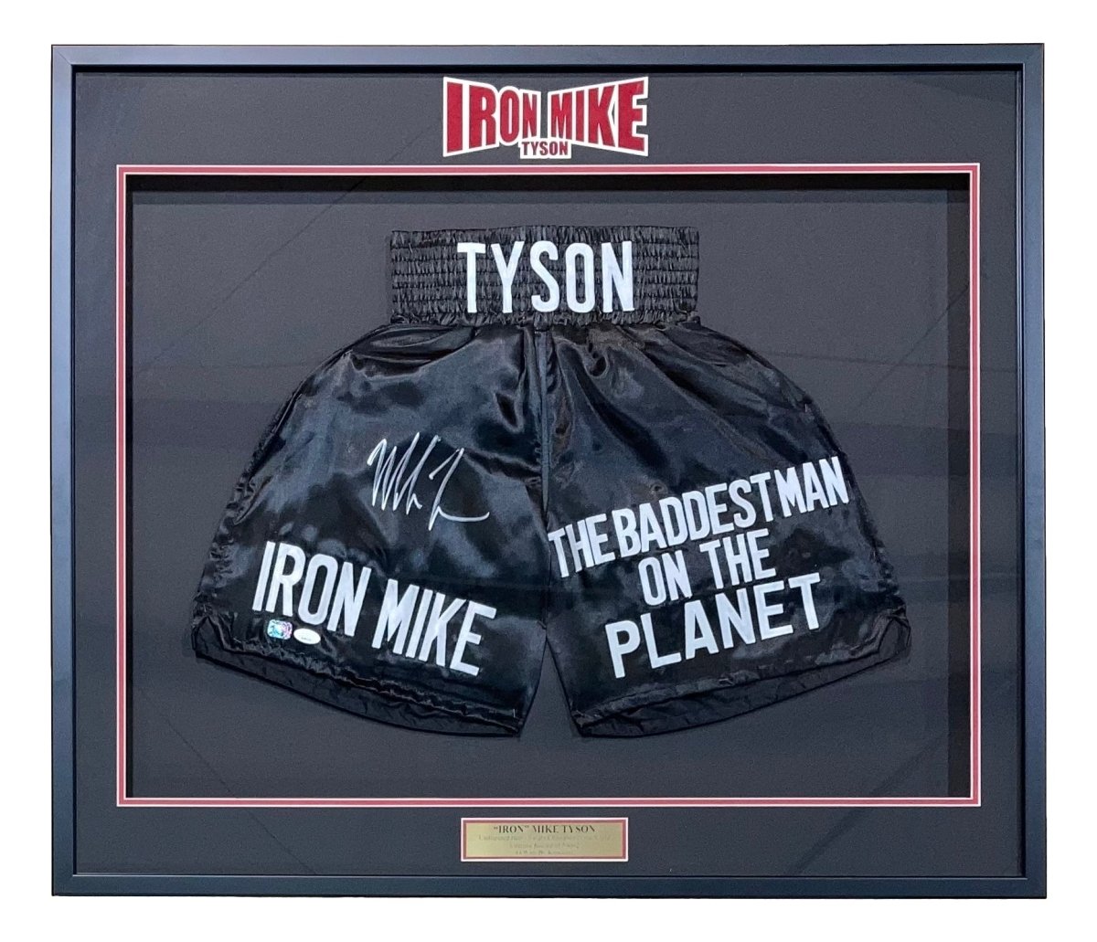 Mike Tyson Signed Framed Boxing Trunks - Authentic JSA ITP Certified Memorabilia - Perfect for Boxing Fans, Man Cave Decor & Sports Collectors