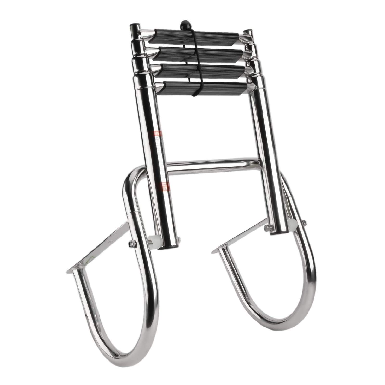NovelBee 4-Step Telescoping Stainless Steel Boat Ladder - Folding Marine Ladder for Inboard Boats, Yachts, Docks & Swimming Pools | Heavy-Duty Waterproof Design for Easy Boarding & Water Access