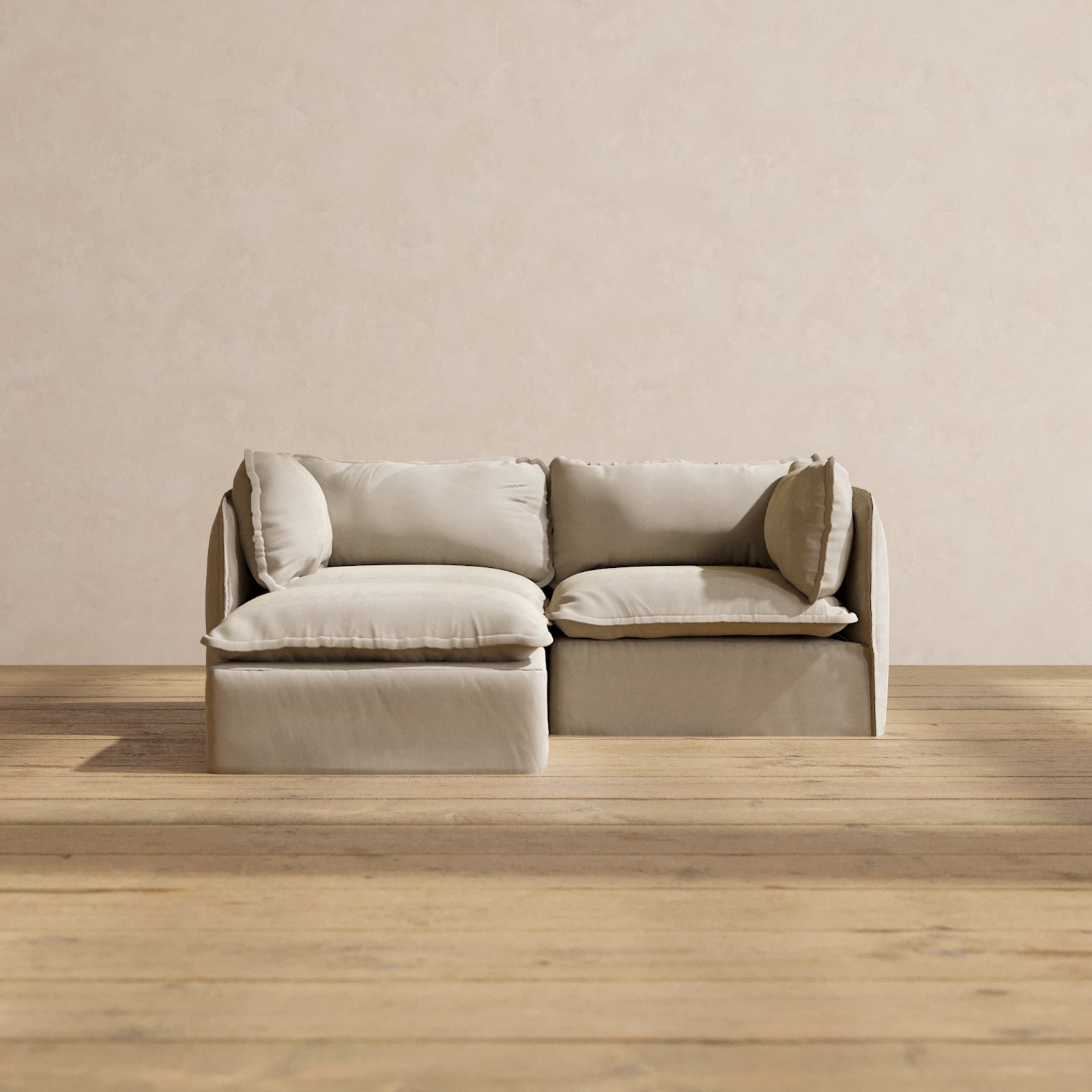 Premium Modular 2-Seater Sectional Sofa in Dune Color | Luxe Fabric Blend | Perfect for Small Living Rooms & Cozy Apartments