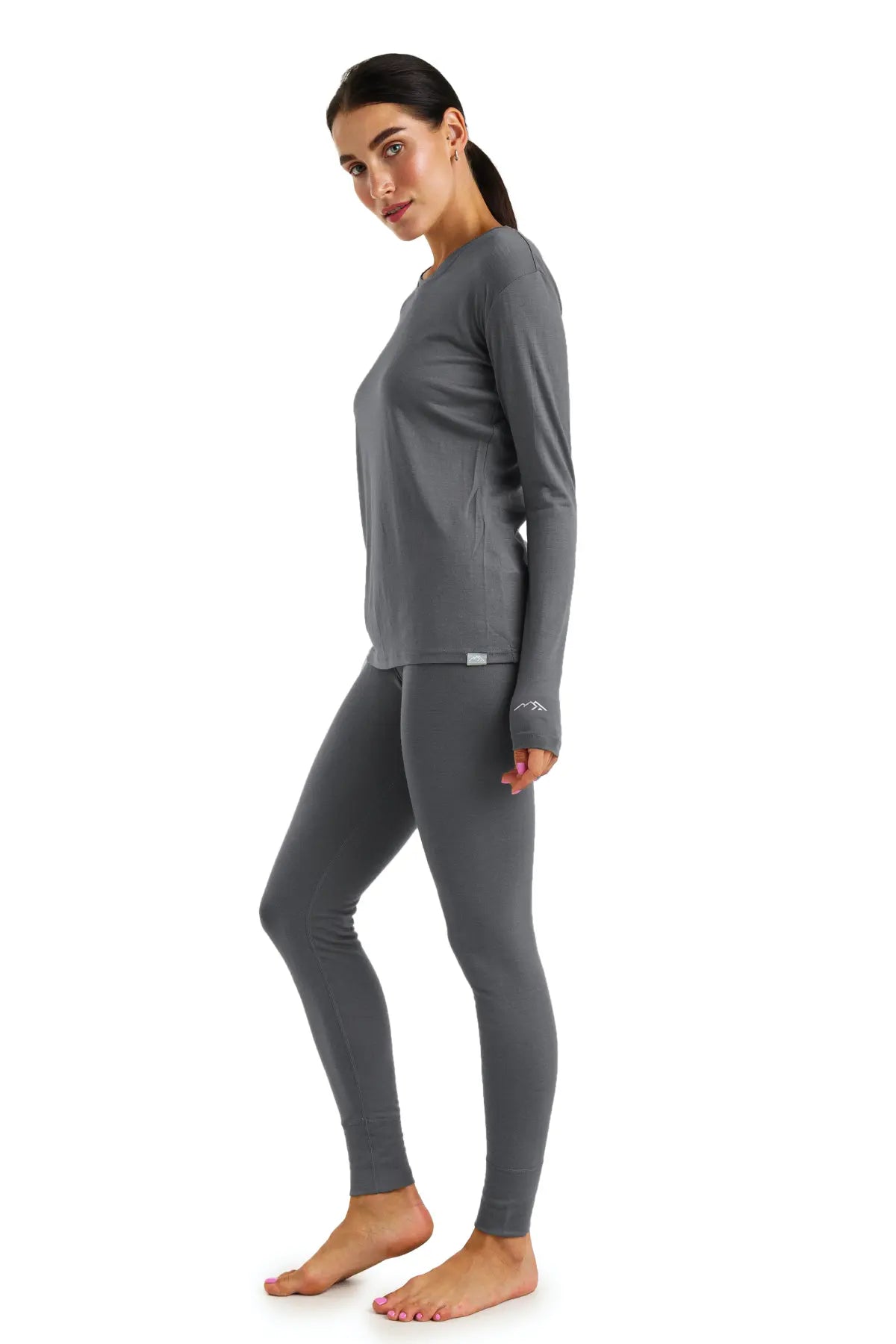 Women's Merino Wool Thermal Underwear Set - 165 Perfect Grey - Warm Base Layer for Winter, Hiking & Outdoor Activities