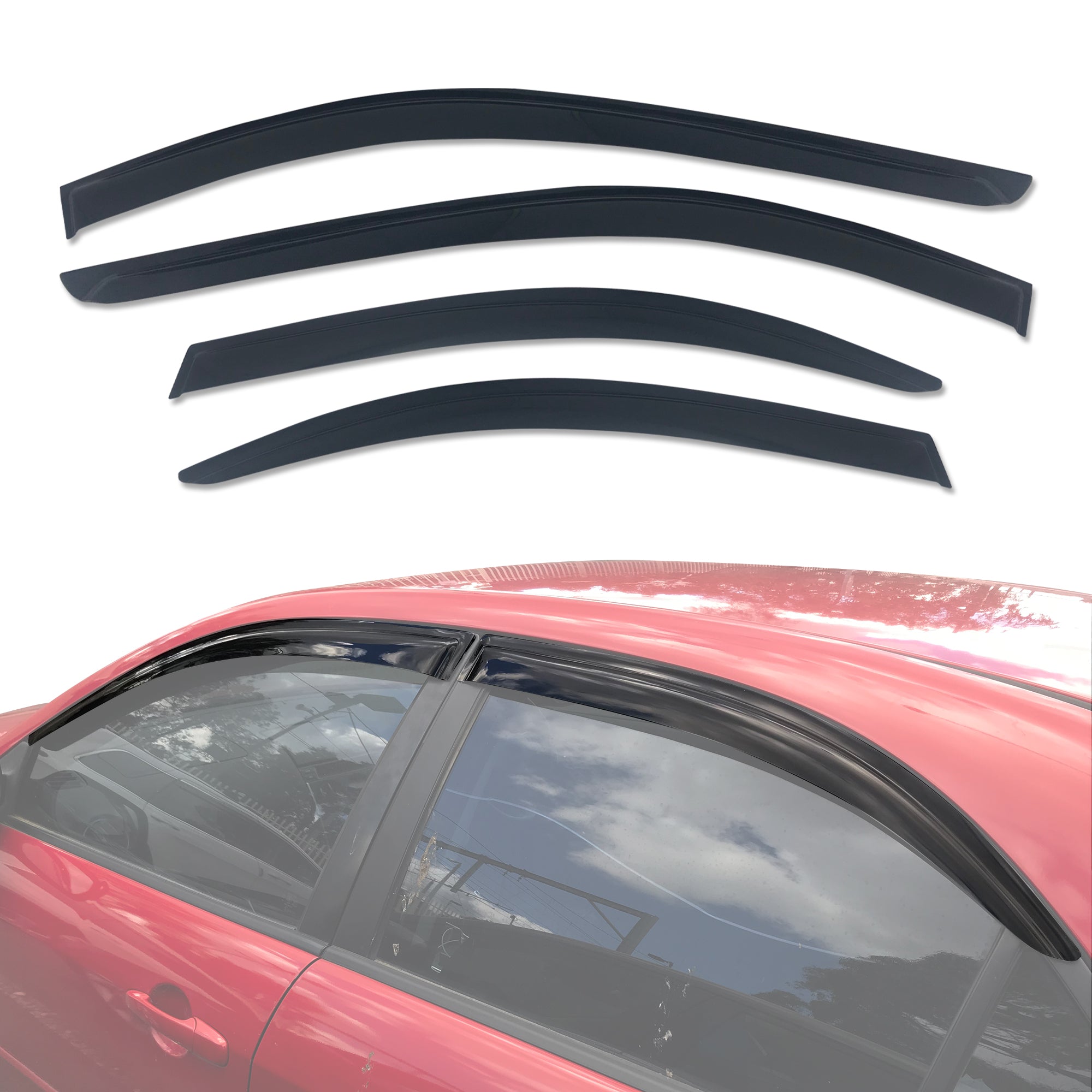 2002-2007 Mazda 6 GG Sedan Car Window Weather Shields - Rain Guards & Wind Deflectors for All-Weather Protection (Perfect for Rainy Days & Highway Driving)