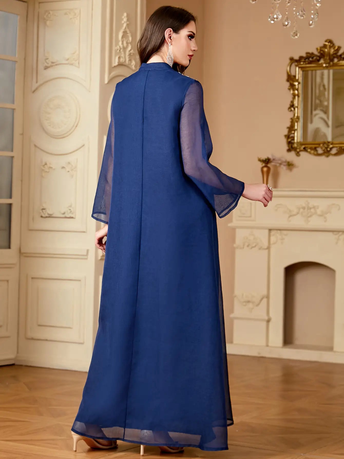 Elegant Eid Sequins Embroidery Caftan Dress for Women - Party & Wedding Guest Outfit - Perfect for Holiday Celebrations, Bridal Showers, and Special Occasions