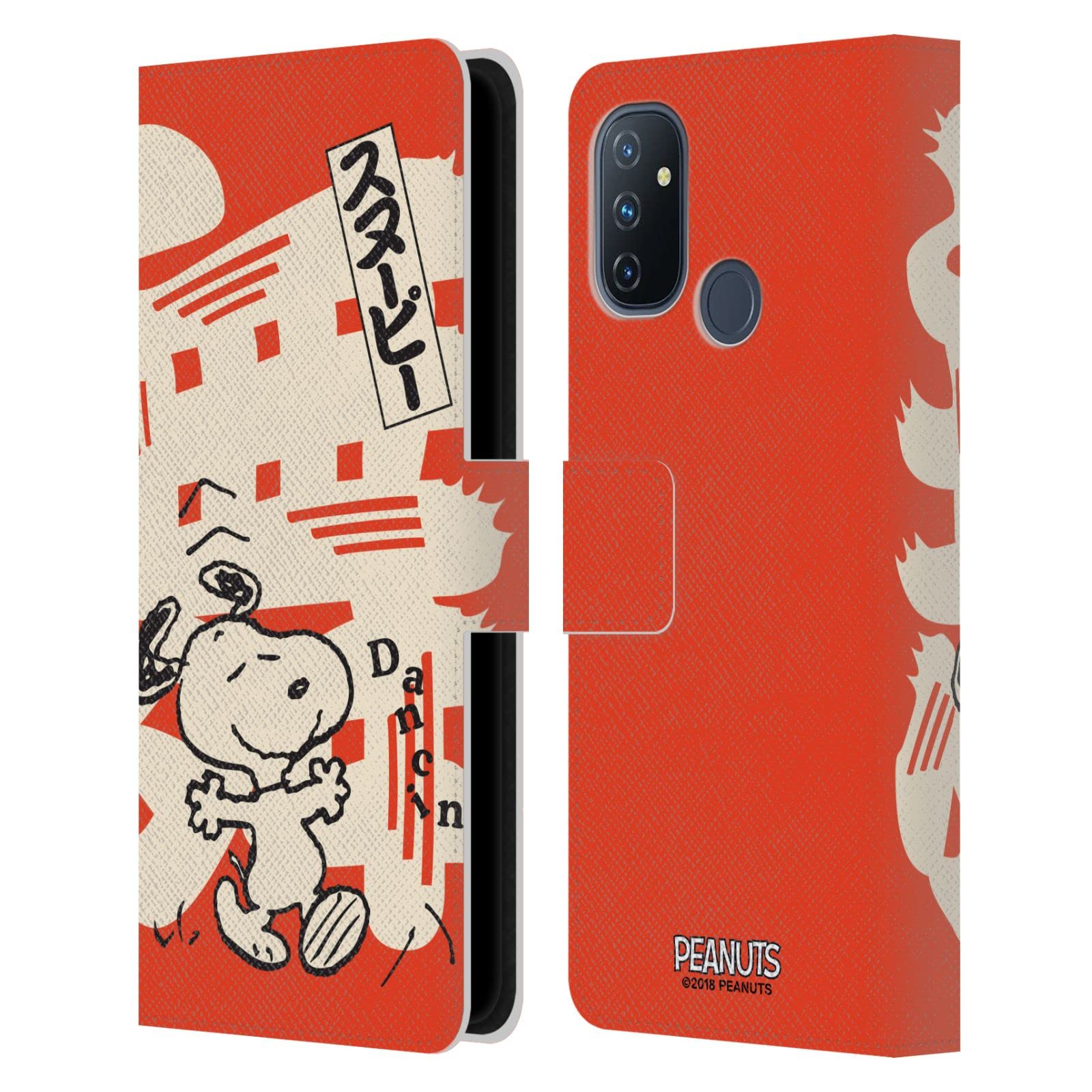 OnePlus Nord N100 Leather Book Wallet Case Cover by Head Case Designs – Officially Licensed Peanuts Dancing Oriental Snoopy Design for Style & Protection, Perfect for Everyday Use & Travel