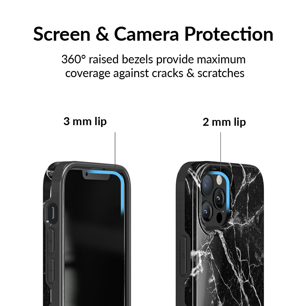 Premium Black Marble iPhone Case - Slim Protective Cover with Anti-Slip Grip | Perfect for Work, Travel & Everyday Use