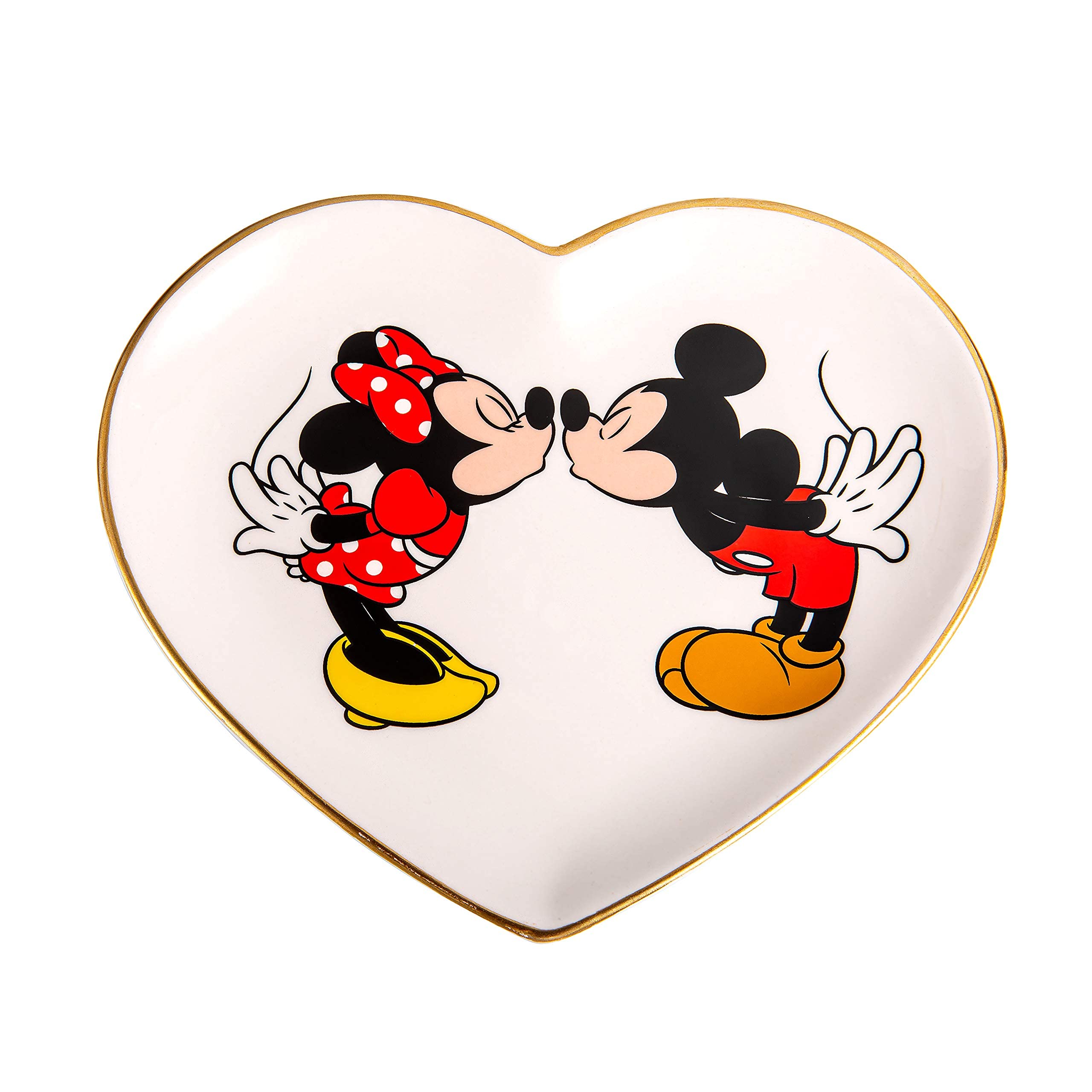 Disney Mickey & Minnie Ceramic Jewelry Tray - Heart Ring Dish for Home Decor