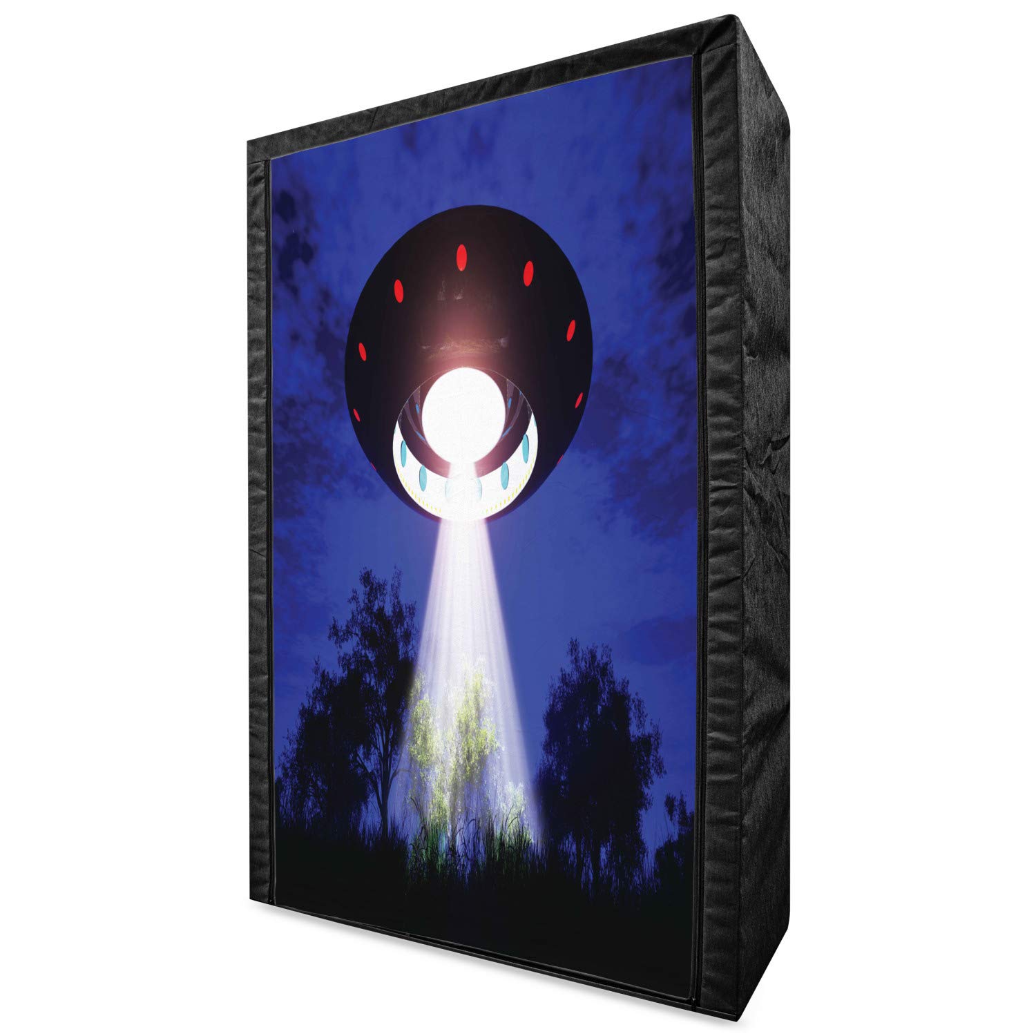 Ambesonne UFO Themed Portable Fabric Wardrobe - Sci-Fi Space Travel & Alien Night Scenery Design, 42.5