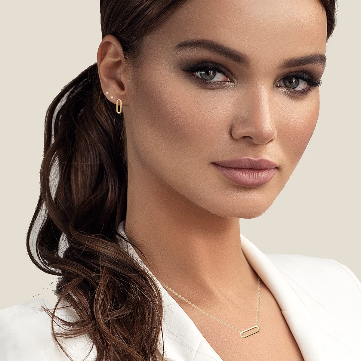 Mackenzie Stud Earrings - .925 Sterling Silver Rhodium Plated or 18K Gold Plated Hoop Earrings for Women | Hypoallergenic, Trendy Dangle & Paper Clip Style Earrings | Perfect for Everyday Wear, Parties & Gifts for Teens and Women