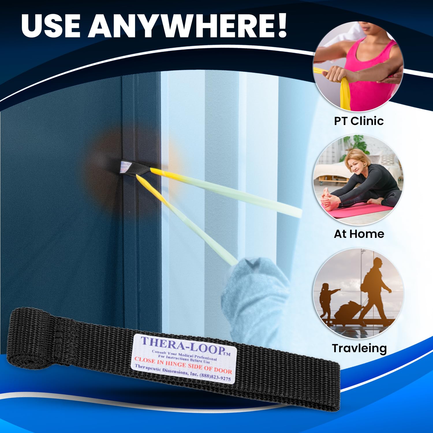 RangeMaster TheraLoop Door Anchors - Non-Slip Resistance Band Anchors for Home Workouts, Physical Therapy & Strength Training - Compatible with Exercise Bands & Tubes - Secure 2-Pack (Black) - Perfect for Doorway Exercises, Rehabilitation & Fitness Routines