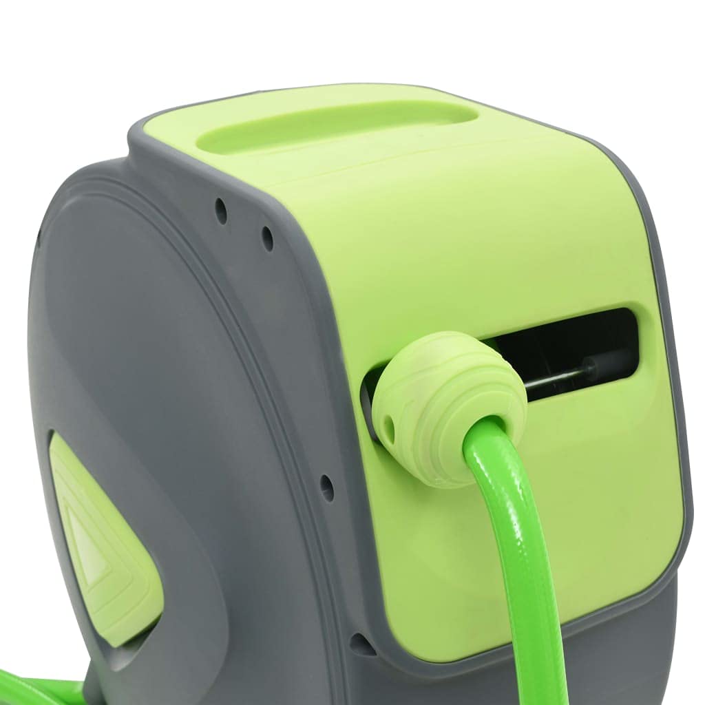 CHARMMA Automatic Retractable Water Hose Reel - Wall Mounted Garden Hose Storage (65.6ft + 6.6ft Extension) - Heavy Duty 7.5KG Capacity - Green - Perfect for Lawn Care, Car Washing & Outdoor Watering