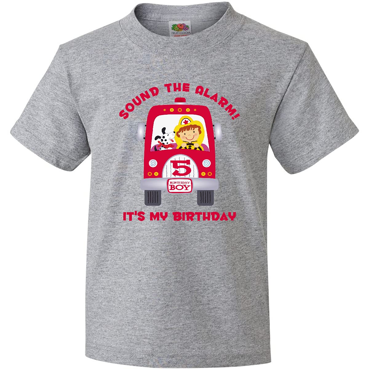 inktastic Fire Truck 5th Birthday Boy Youth T-Shirt - Fun Birthday Gift for 5 Year Old Boys, Kids Party Outfit