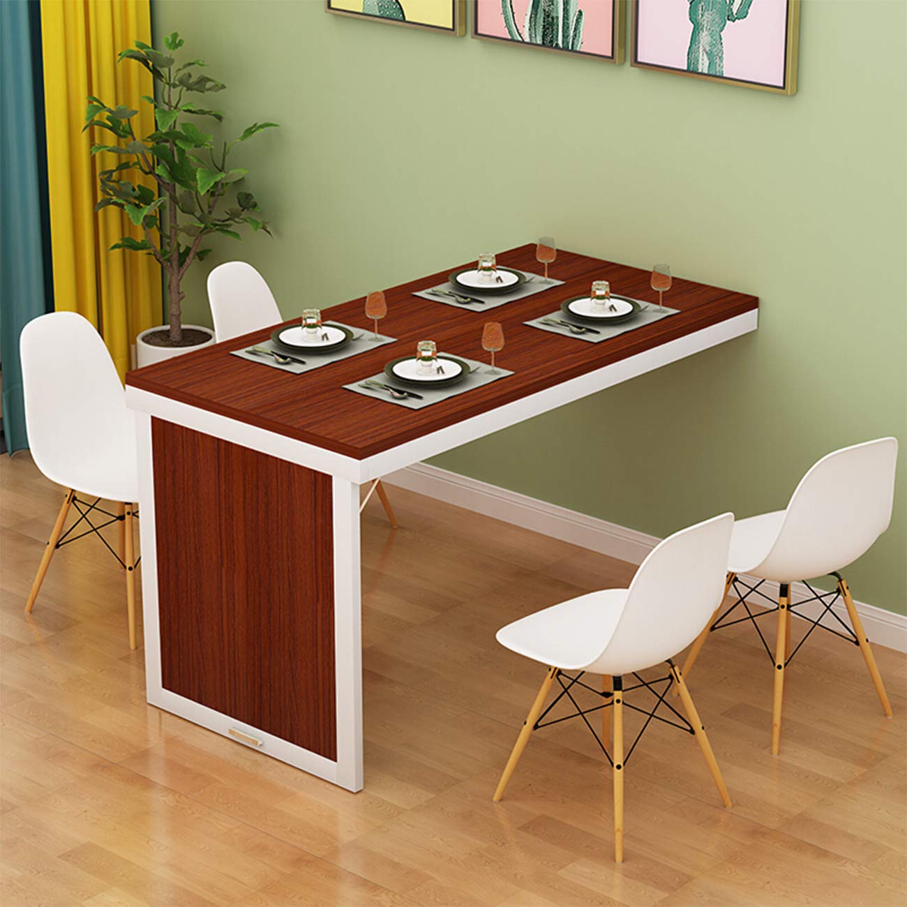 Space-Saving Folding Wall-Mounted Drop Leaf Table - Multi-Functional Foldable Desk for Kitchen, Dining & Home Office - Perfect as Wall Hanging Computer Desk, Breakfast Nook Table & Compact Side Table for Small Spaces