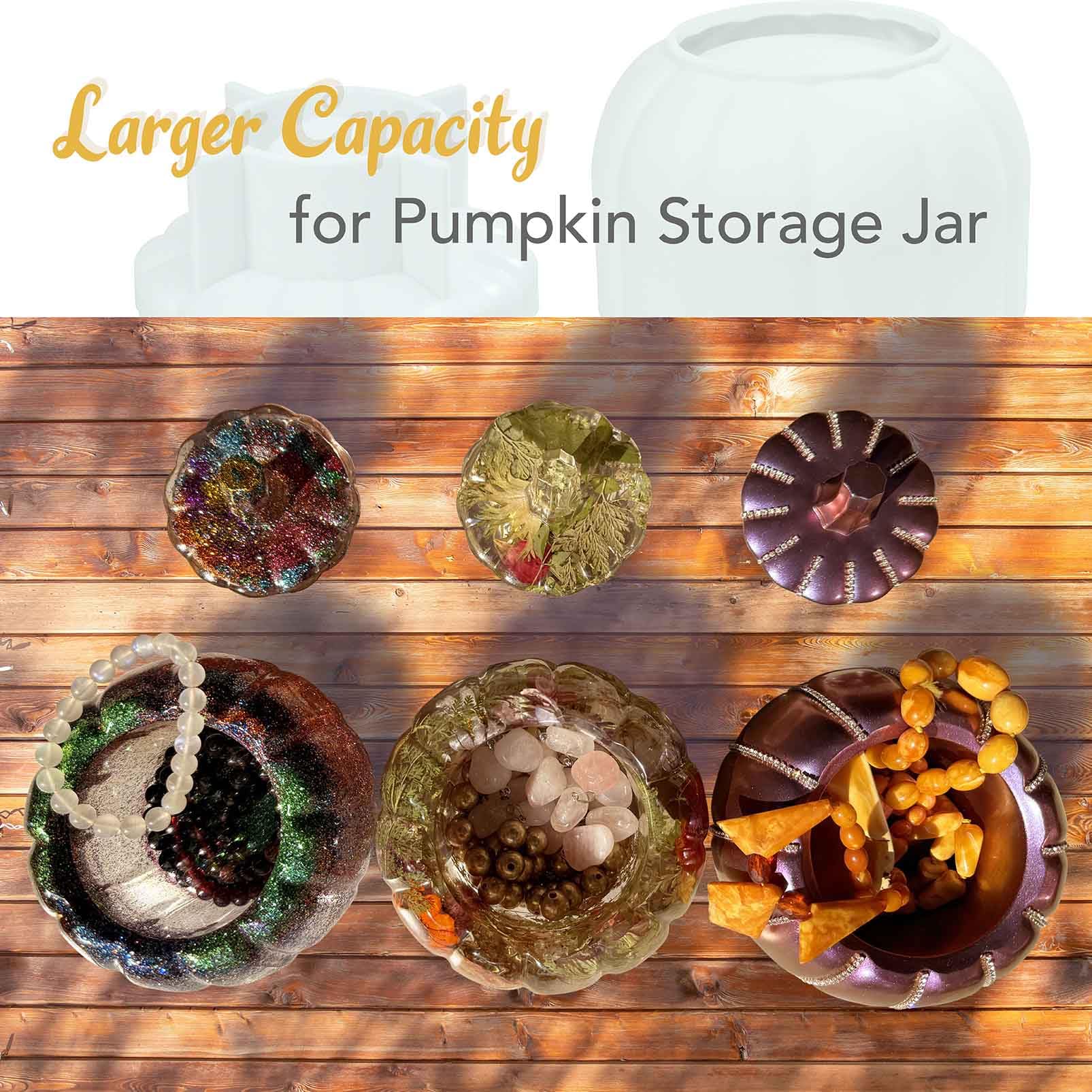 Large 5 Inch Pumpkin Jar Resin Mold - Halloween & Autumn Epoxy Silicone Molds for DIY Jewelry, Trinkets & Holiday Decor - Perfect for Christmas, Halloween Crafts and Home Decoration