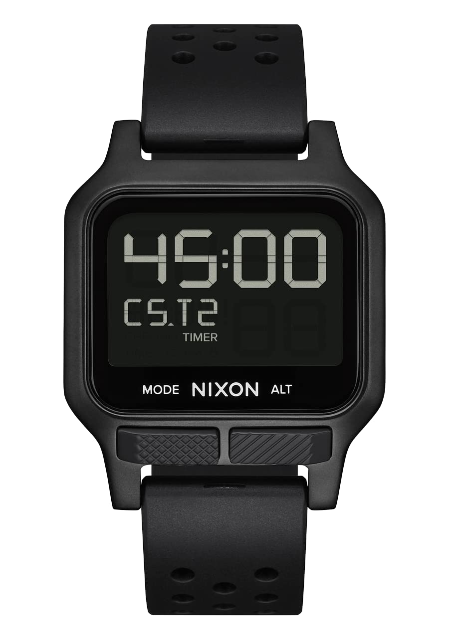 NIXON Heat A1320 Digital Sports Watch for Men & Women - Ultra Thin Lightweight Design, 100M Water Resistant, 38mm LCD Display, 20mm PU Band - Perfect for Running, Workout, Swimming & Outdoor Activities