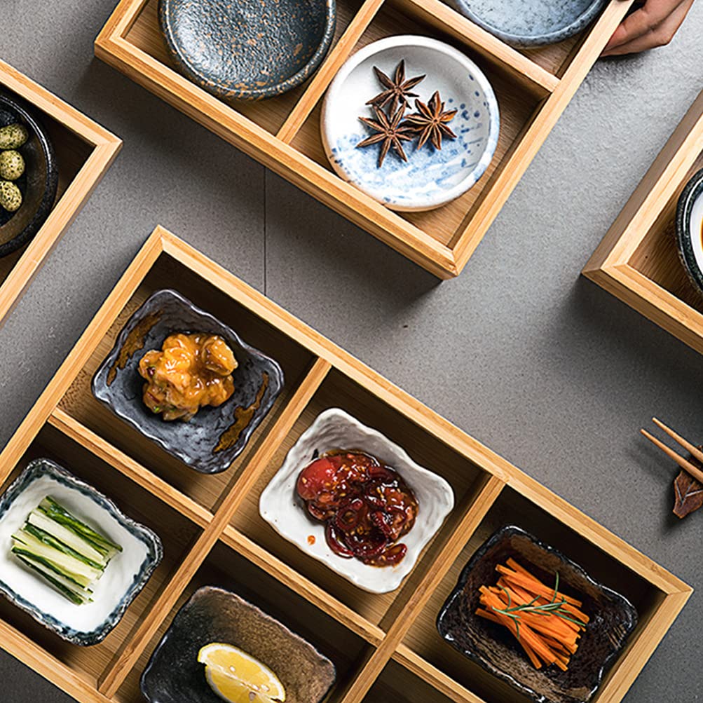 Bamboo Divided Serving Tray with Compartments - Wooden Snack Plate for Vegetables, Hot Pot, Dinner & Party Food | Eco-Friendly Compartmented Dish for Entertaining, Picnics & Family Meals