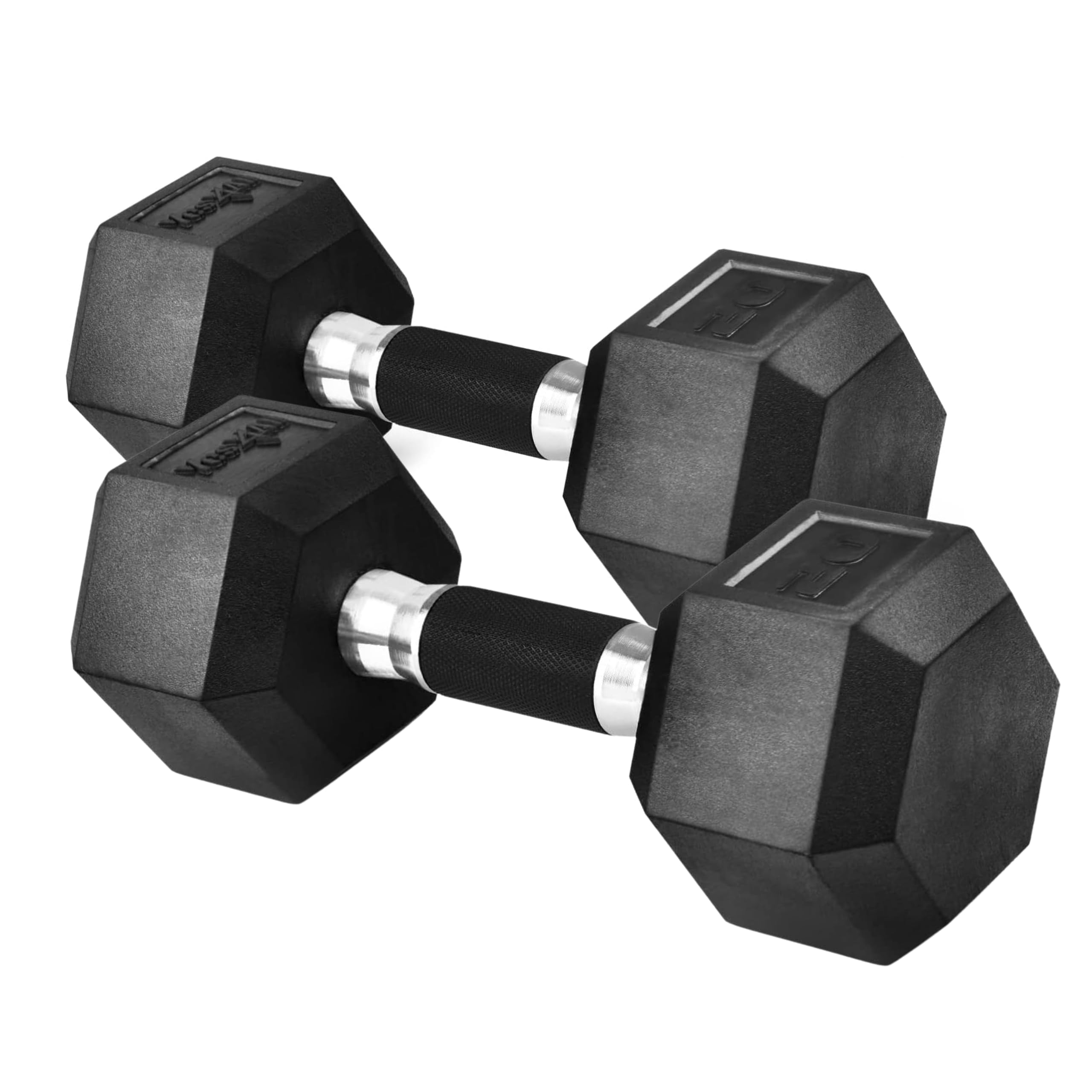 Yes4All Rubber Grip Encased Hex Dumbbells – Anti-Slip Hand Weights 5-50 LBS Pair/Set for Home Gym, Strength Training & Workout