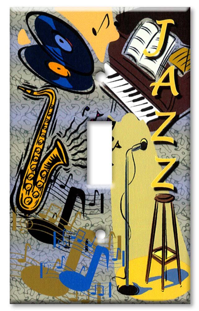 Jazz Style Single Gang Toggle Decorative Metal Wall Plate - Handcrafted Art Plates for Home Decor - Made in USA - Perfect for Living Room, Bedroom & Office Wall Switch Covers