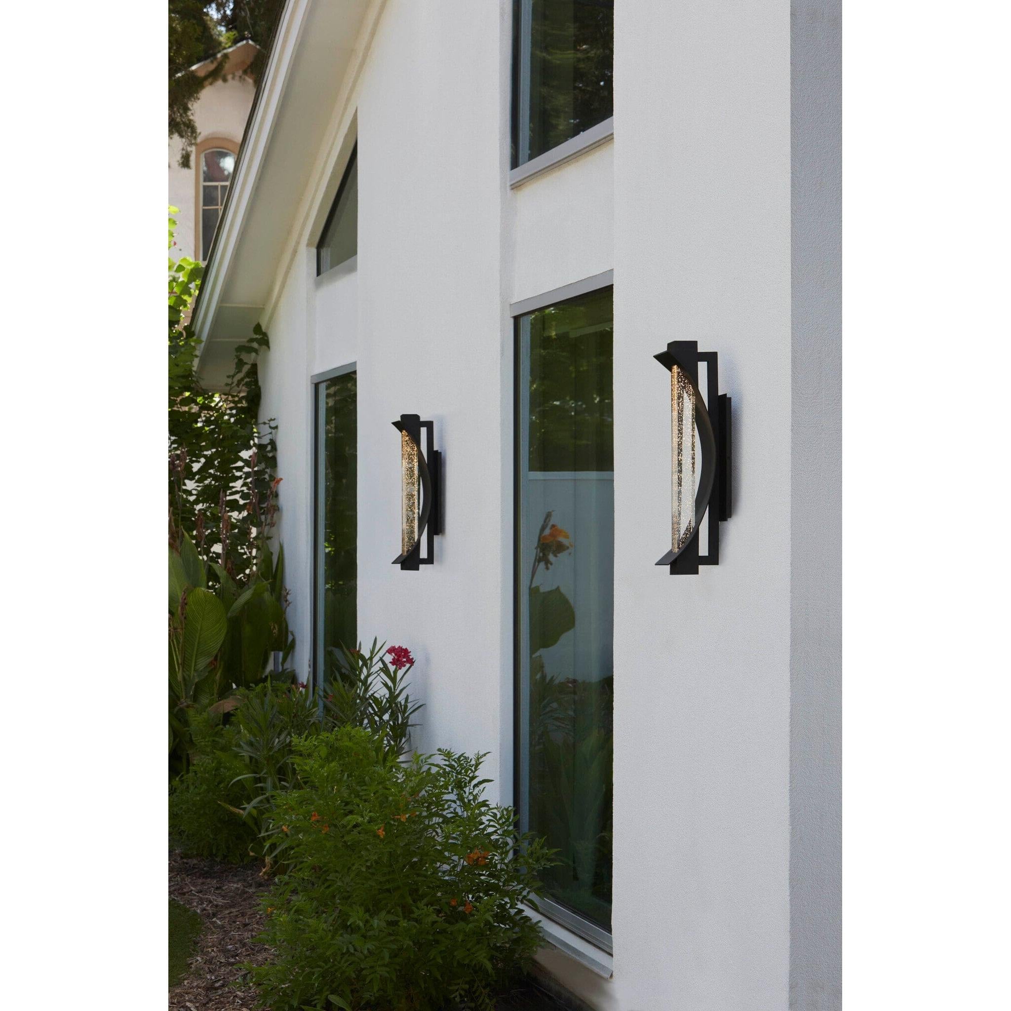Oxygen Albedo 3 772 15 Outdoor Wall Sconce Light - 24 Inch Modern Black Exterior Lighting for Porch, Patio, and Garden Decor