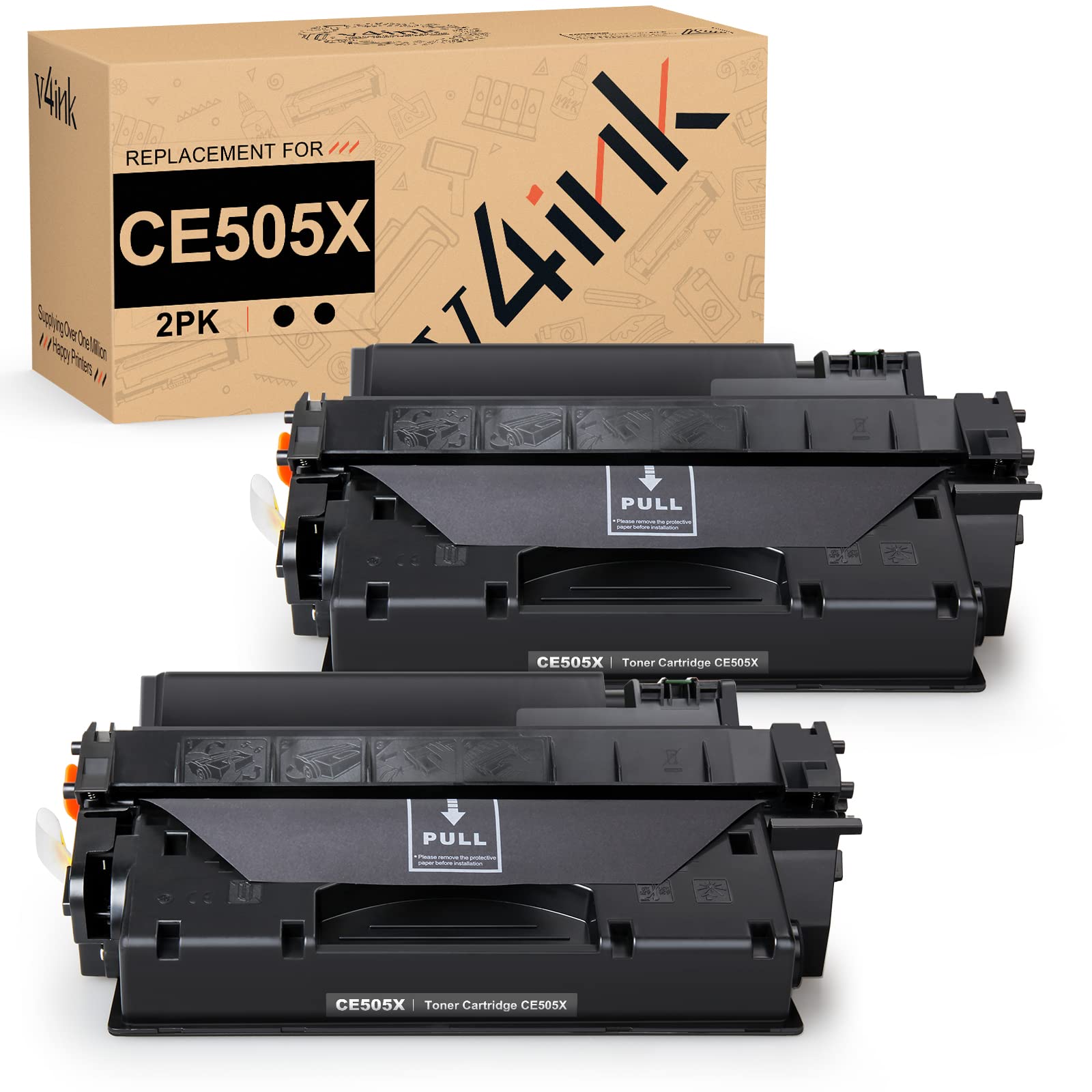 2PK V4ink Compatible Toner Cartridge Replacement for HP 05X CE505X - High Yield Black Ink for HP P2055dn/P2055/P2055D/P2055X & Pro 400 M401n/M401dne/M401dw/MFP M425dn Printers - Perfect for Office Printing & High Volume Document Production