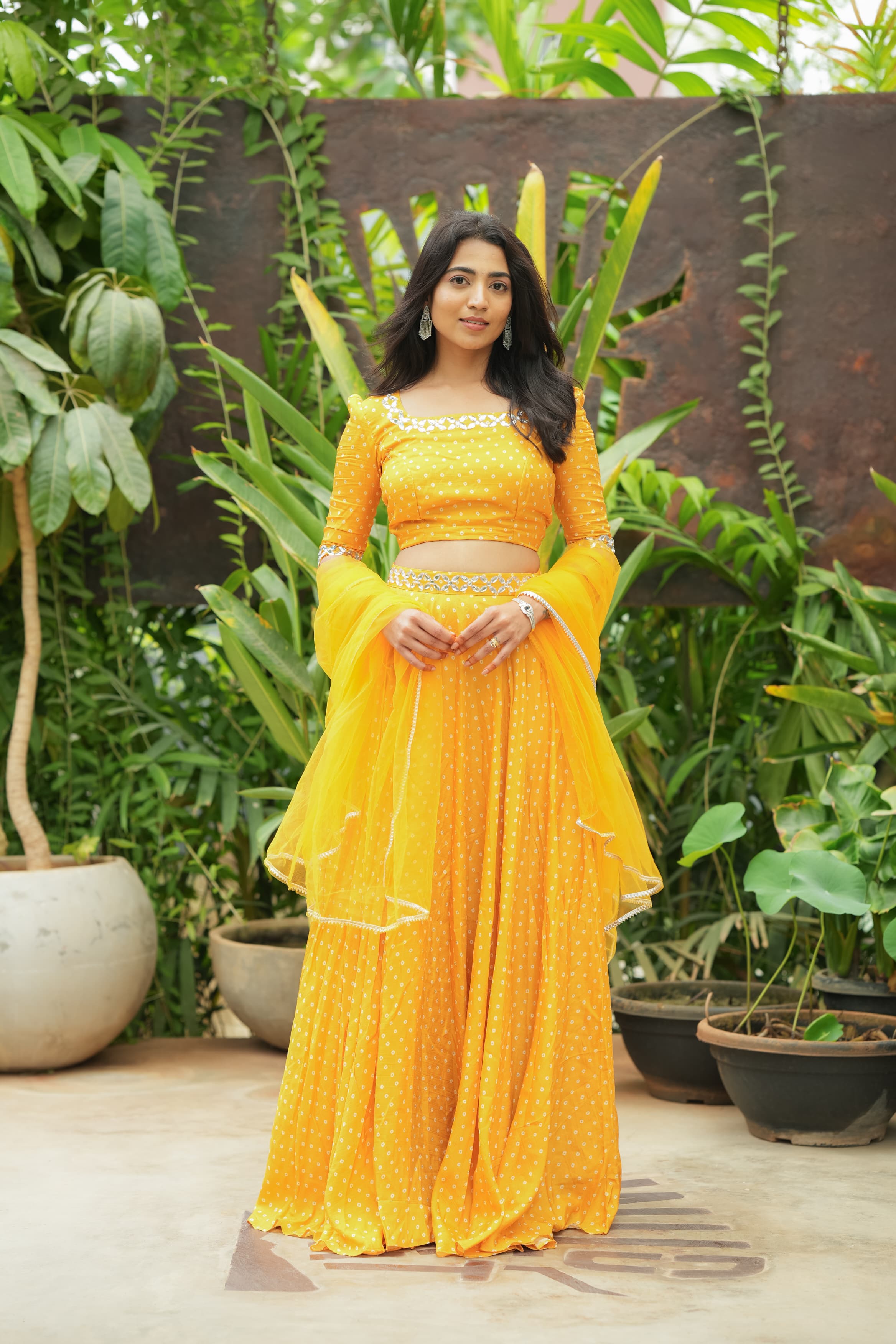 DD562 Aadhya Yellow Bandhani Lehenga Choli Set - Traditional Indian Bridal Wear for Weddings, Festivals & Special Occasions