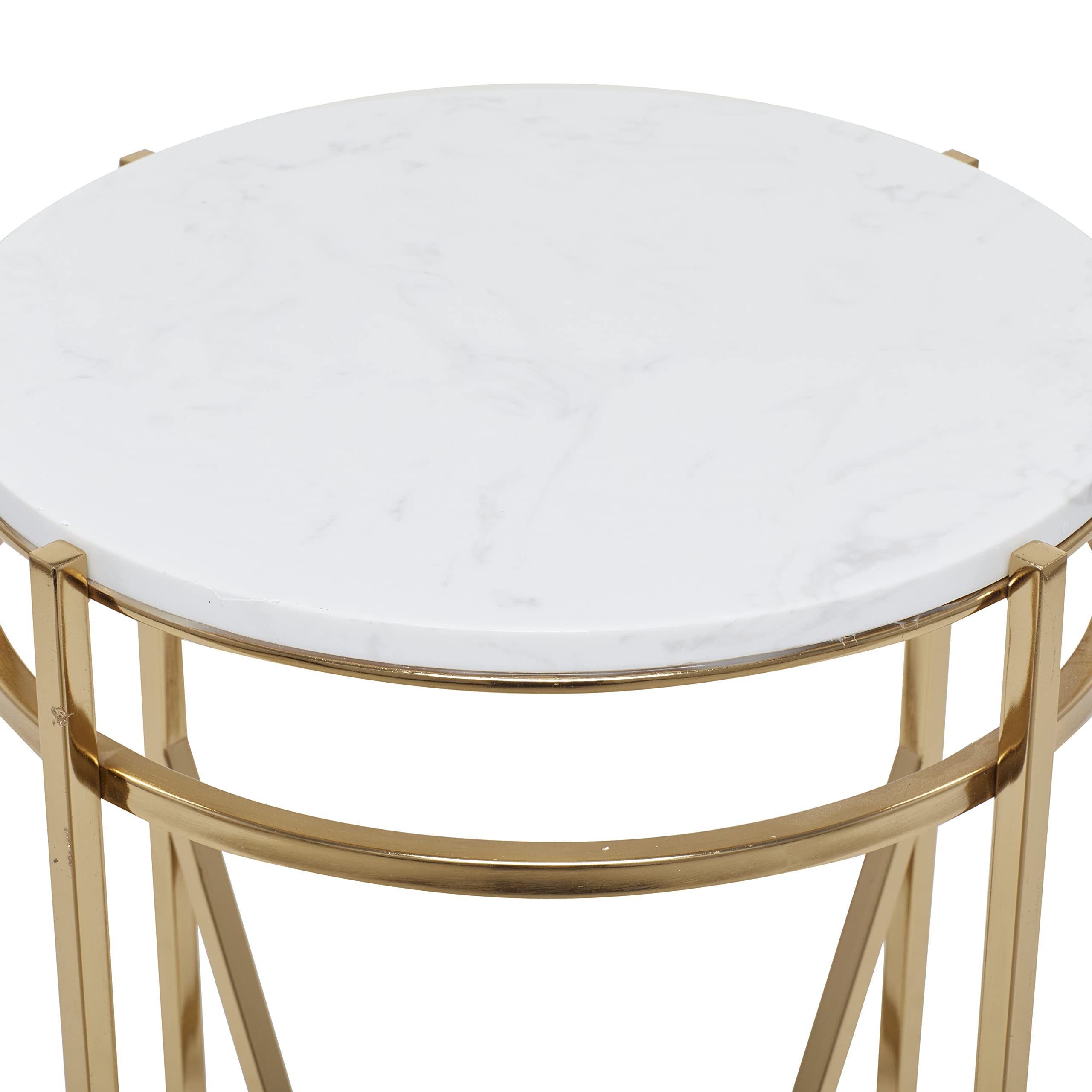 Deco 79 Modern Gold Metal Side Table with Marble Top - 16
