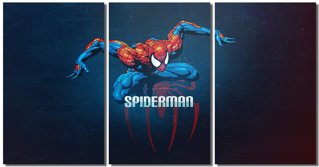 Spider-Man Framed Canvas Wall Art - 42x24 Inch Marvel Superhero Movie Poster Print for Home & Office Decor | Perfect for Living Room, Bedroom & Man Cave