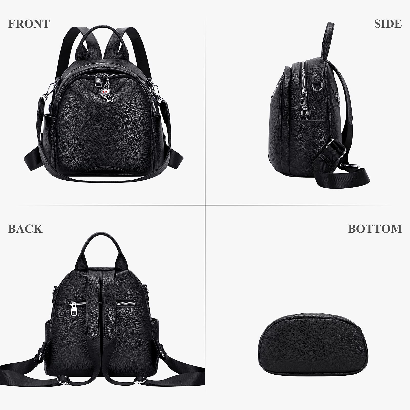 ALTOSY Soft Genuine Leather Backpack for Women - Small Convertible Backpack Purse Shoulder Bag - Stylish & Durable Ladies Handbag for Work, Travel & Everyday Use