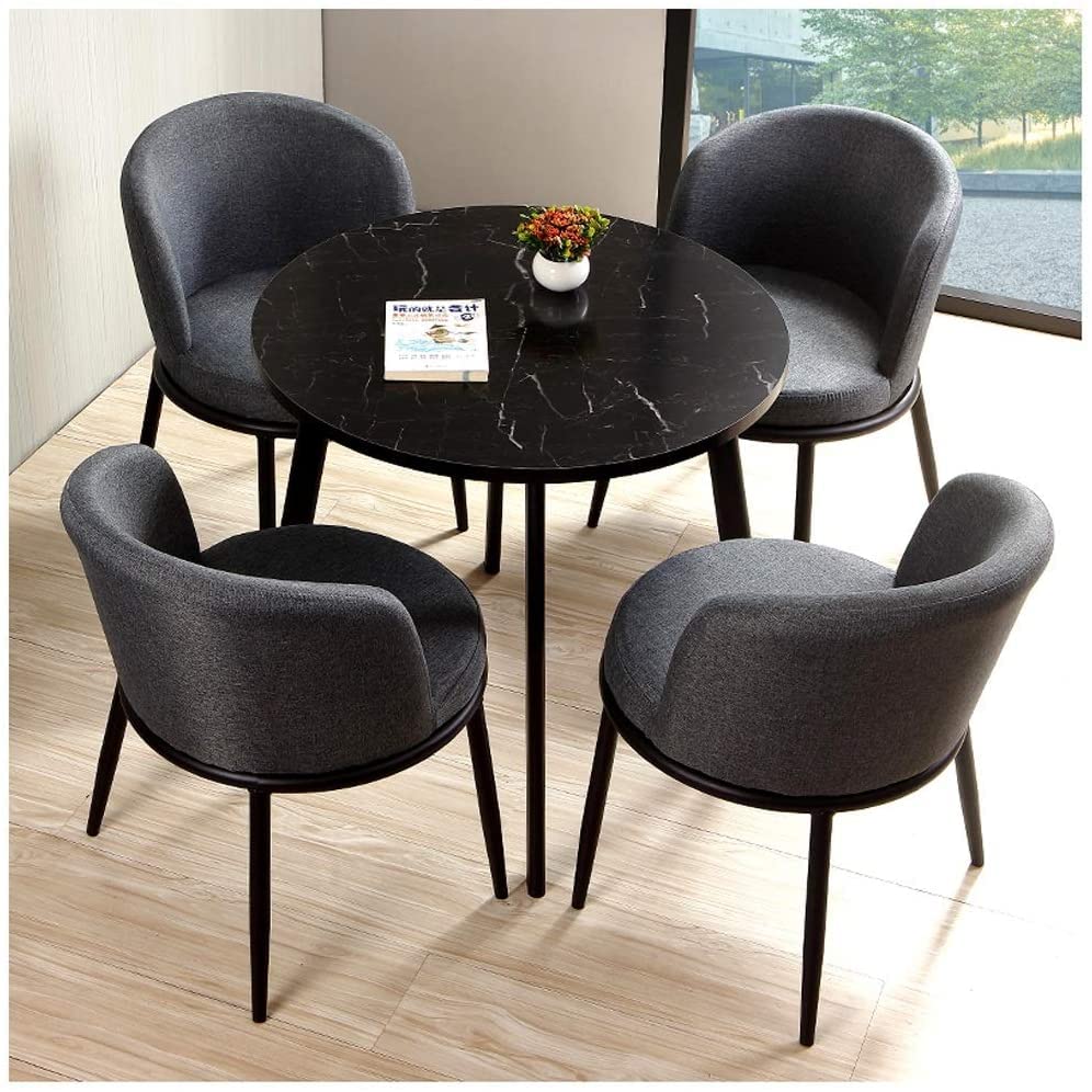 ZHANGPP Round Wood Reception Table Set - 1 Table & 4 Chairs for Business Dining, Cafe, Dessert Shop, Bar, Beauty Salon | Perfect for Restaurants, Meeting Rooms & Basketball Court Lounges