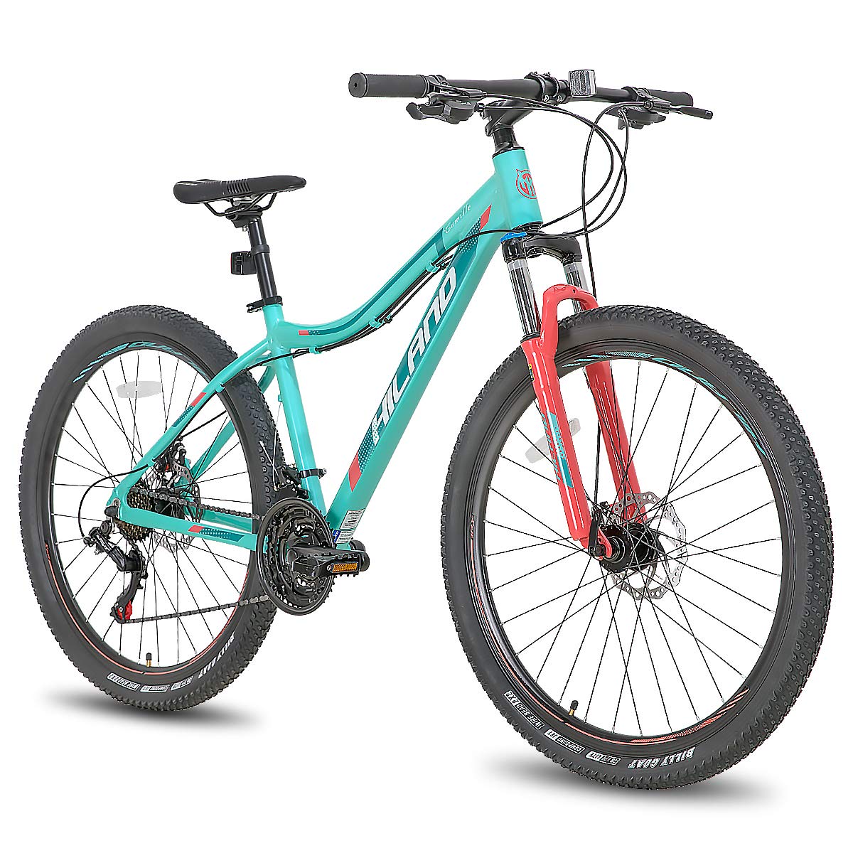 Hiland 26 & 27.5 Inch Women's Mountain Bike - 21/24 Speed with Lock-Out Suspension Fork, Dual Disc Brakes, Lightweight Aluminum Frame MTB - Perfect for Trail Riding, Commuting & Outdoor Adventures