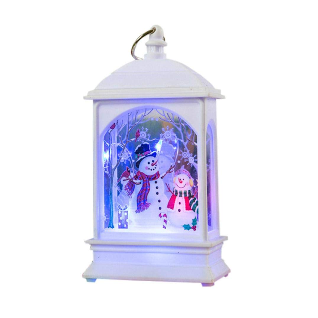 Juesi Christmas Snow Globe Lantern - LED Snowman Decorative Light with Glitter Effect for Holiday Home Decor | Perfect as Tabletop Centerpiece or Hanging Christmas Lights for Living Room, Bedroom & Party Decorations