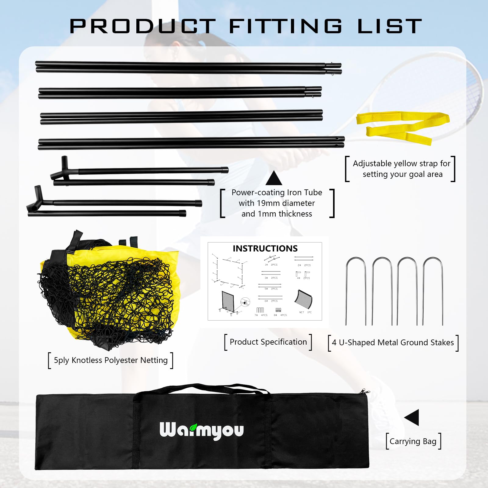 Portable Backstop Barrier Netting for Lacrosse, Soccer, Basketball & Tennis - Multi-Sport Protective Screen with Carry Bag | Perfect for Backyard Practice, Training & Game Protection