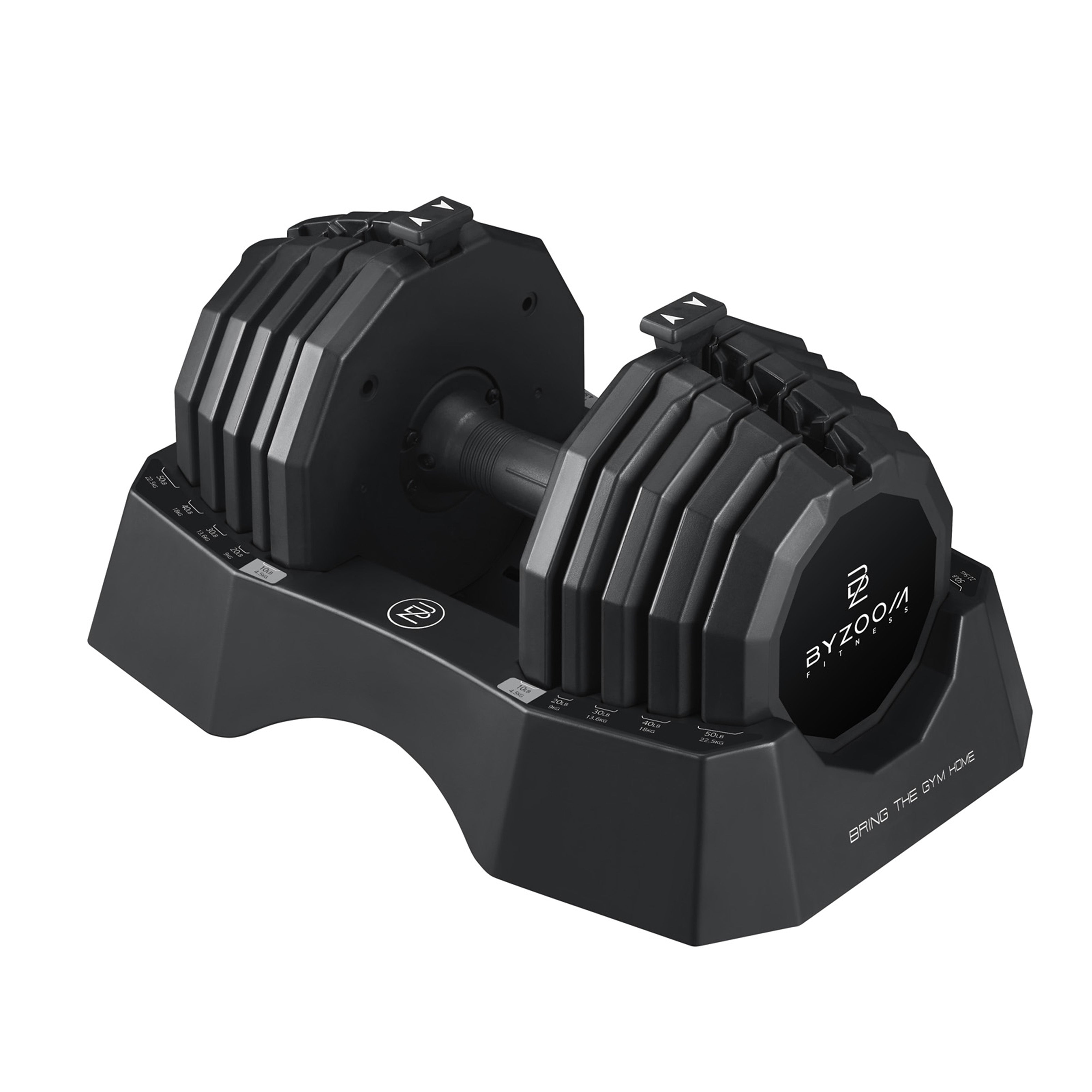 Byzoom Classic Series 55LB Adjustable Dumbbell (Black) - Home Gym Equipment for Strength Training, Weight Lifting & Fitness Workouts