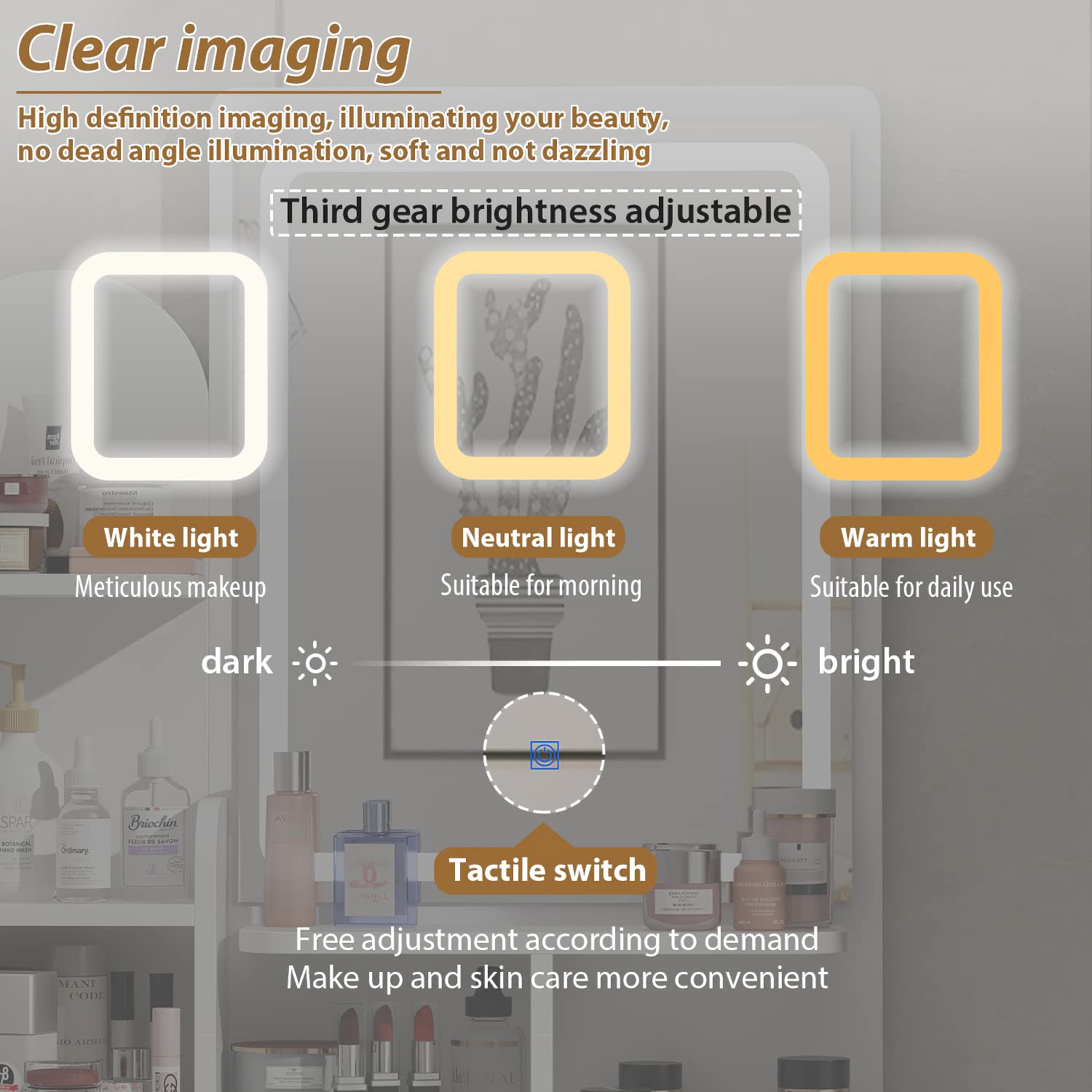 FUFU&GAGA White Vanity Set with LED Lighted Mirror - 5-Drawer Makeup Dressing Table, Storage Shelves & Cushioned Stool - Perfect for Bedroom, Dorm Room or Beauty Salon (B White/Lighted Mirror)