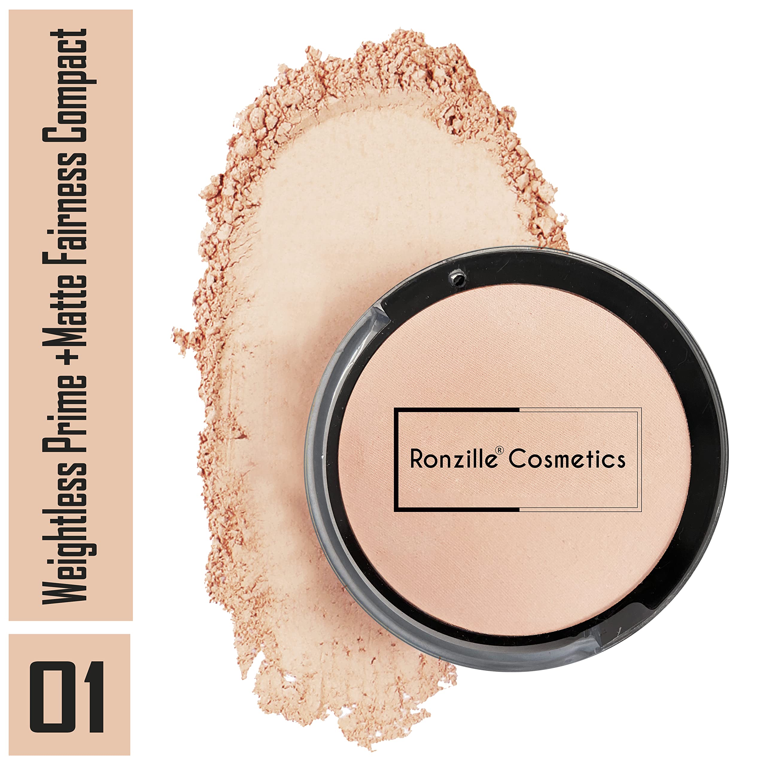 Ronzille Matte Fairness Powder Poreless Compact - Dust Storm | Oil Control & Shine-Free Finish | Perfect for Daily Makeup & Touch-Ups