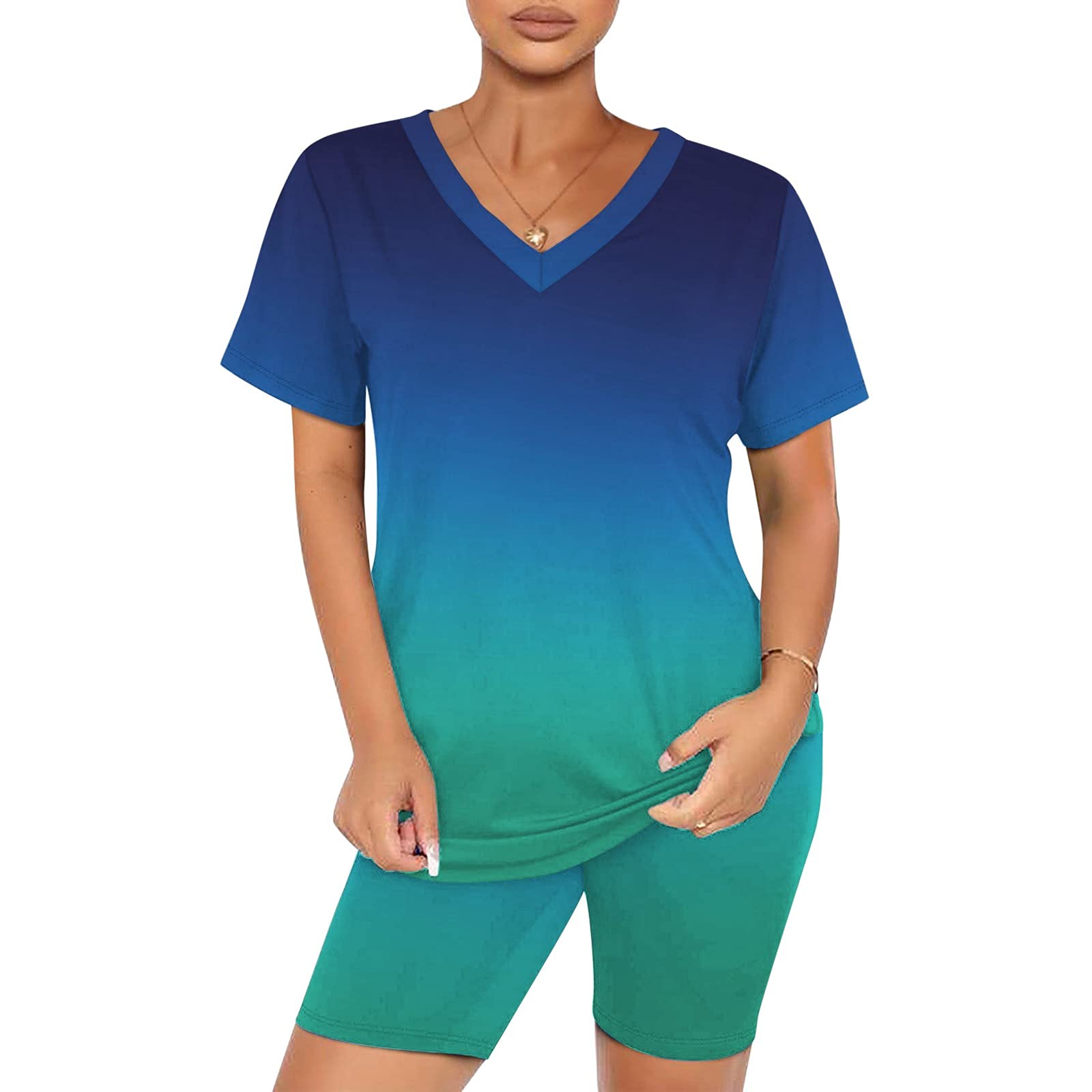 Trendy Women's 2-Piece Summer Outfits 2023 - White LA Sweatshirt & Shorts Set | Workout Clothes for Petite Women | Perfect for Gym, Yoga & Casual Wear (Prime Big Deal Days)